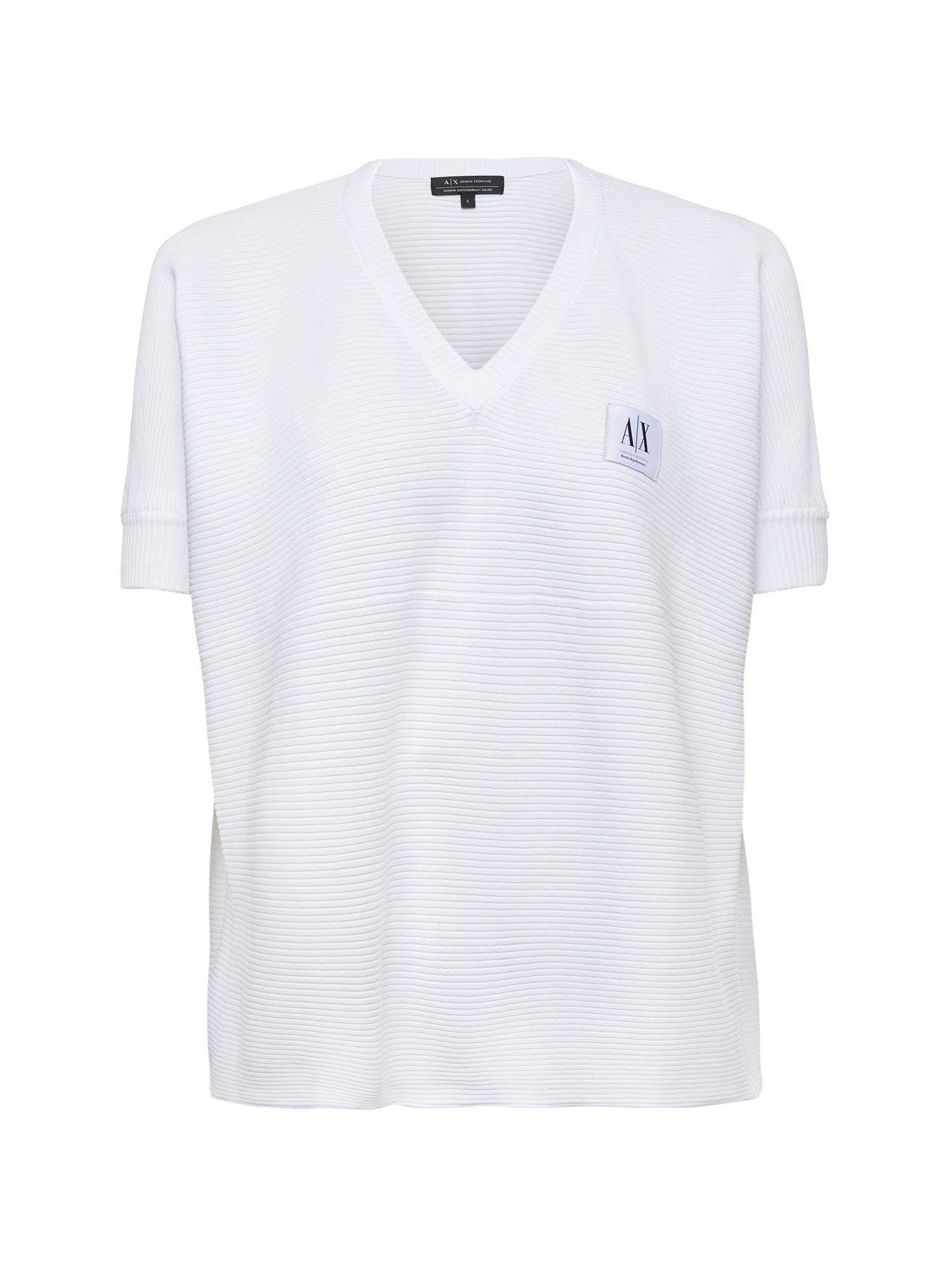Armani Exchange - Maglione a costine con logo, Bianco, large image number 0