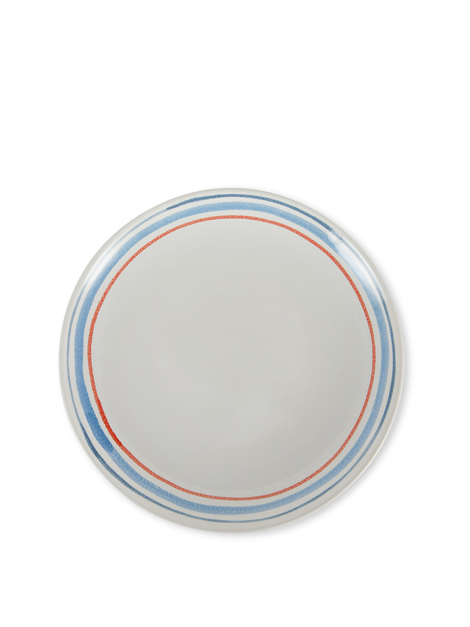 Piatto frutta ceramica decoro righe, Bianco, large image number 0