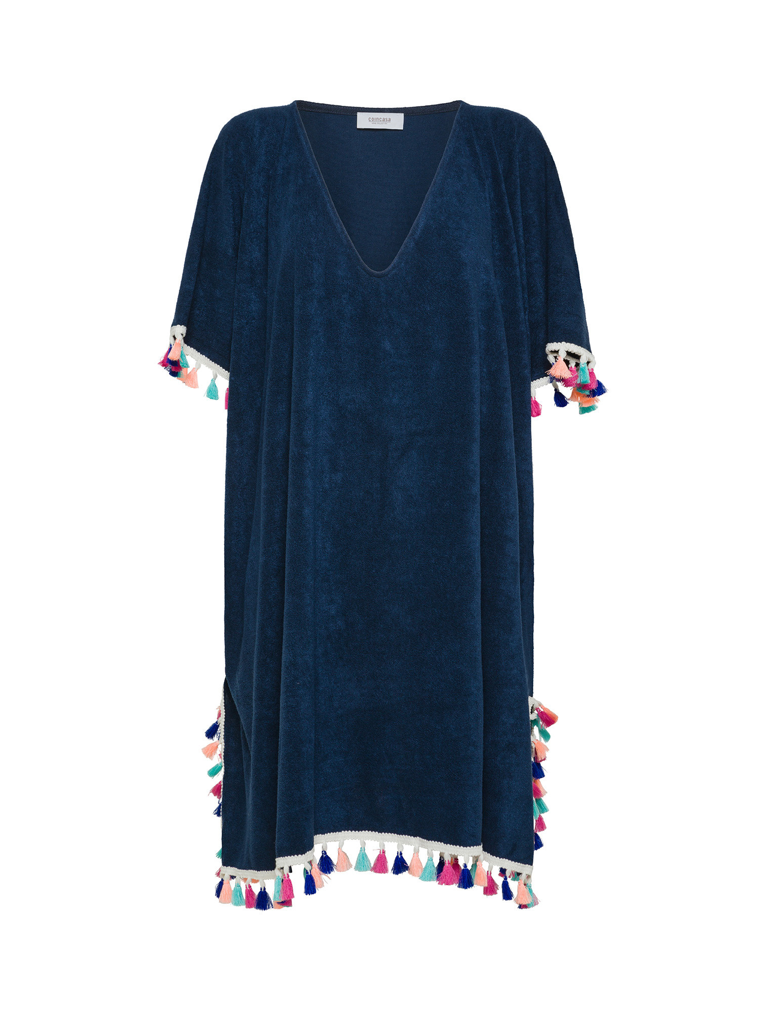 Micro terry poncho, Navy Blue, large image number 0