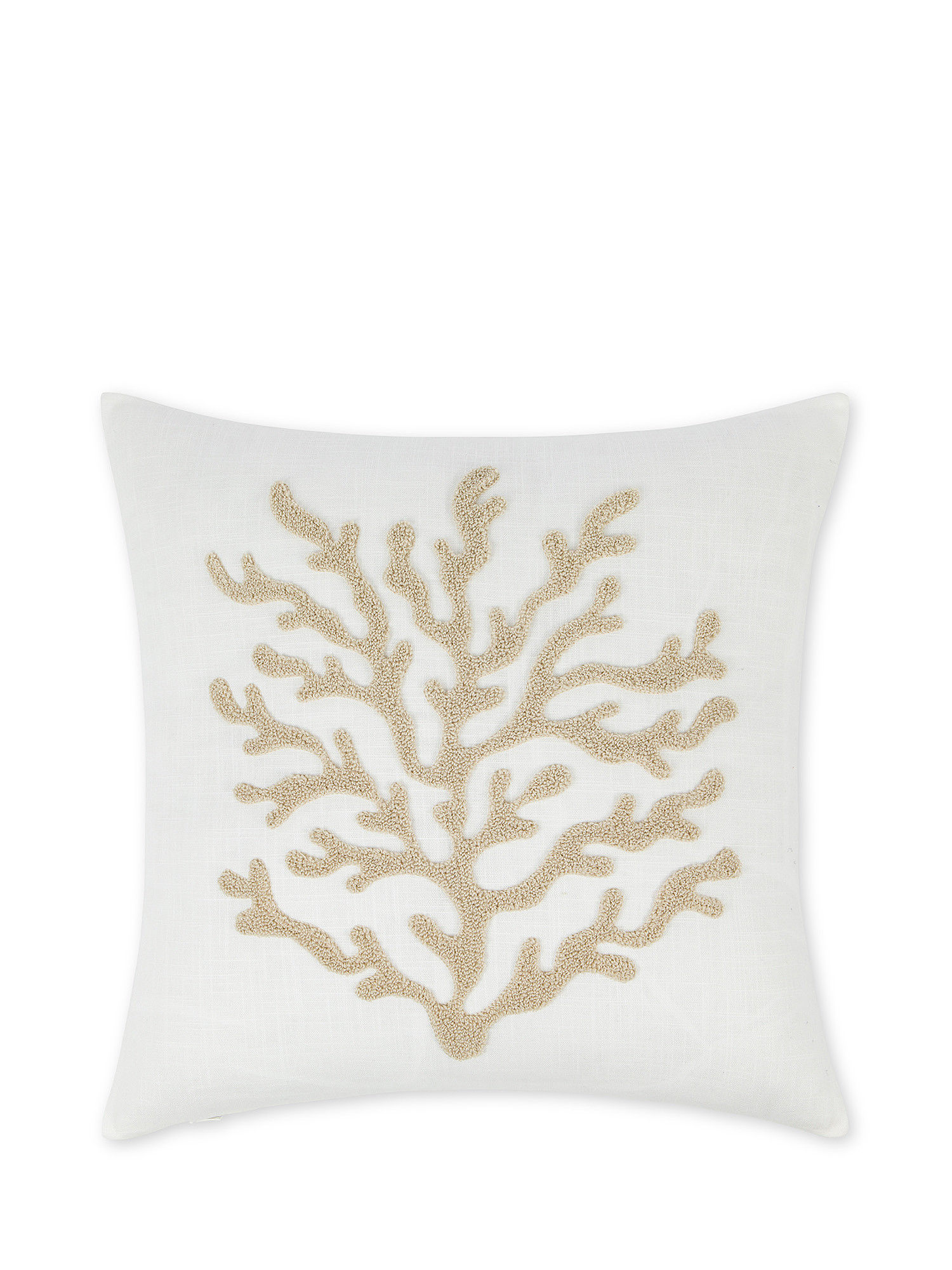 Cuscino 45x45 cm decoro corallo, Bianco/Beige, large image number 0