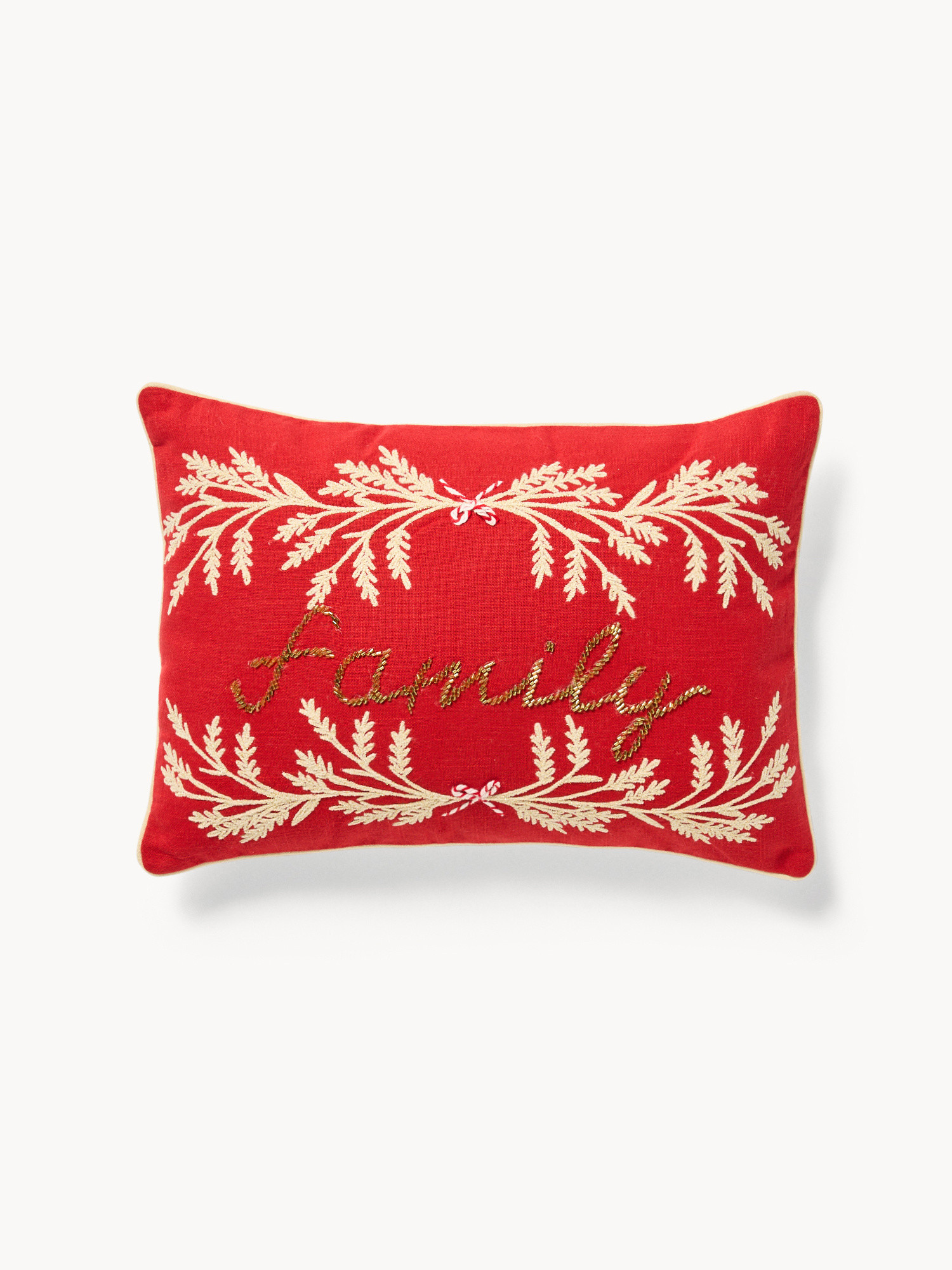 Cuscino 35x50 ricamo joy, Rosso, large image number 0