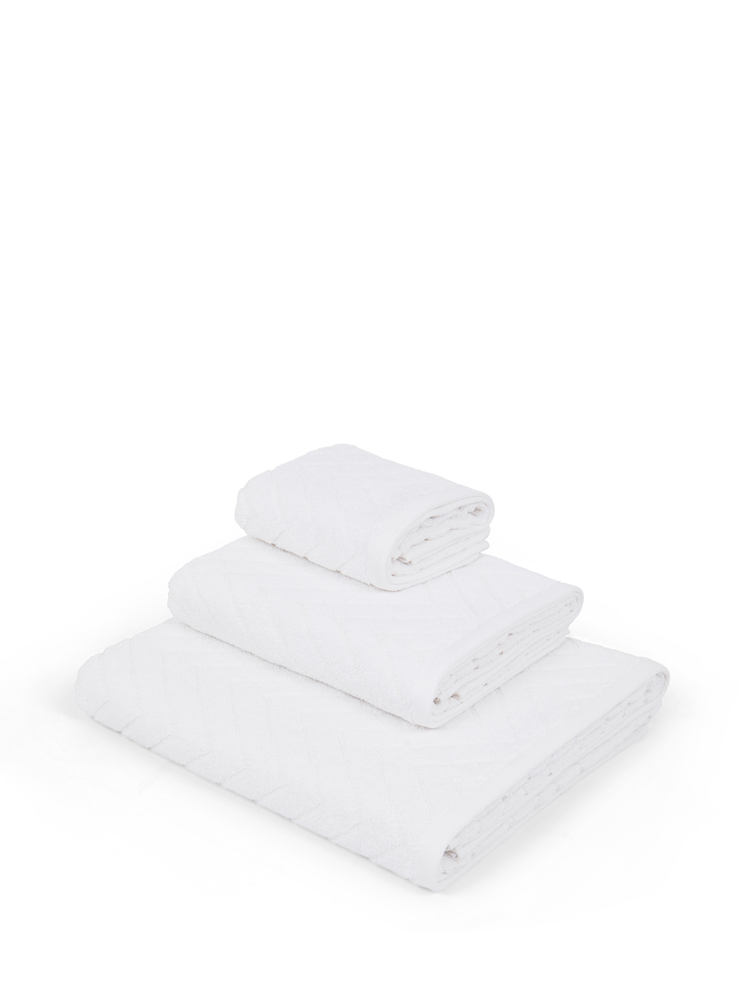Cotton terry towel with Jacquard design, White, large image number 0