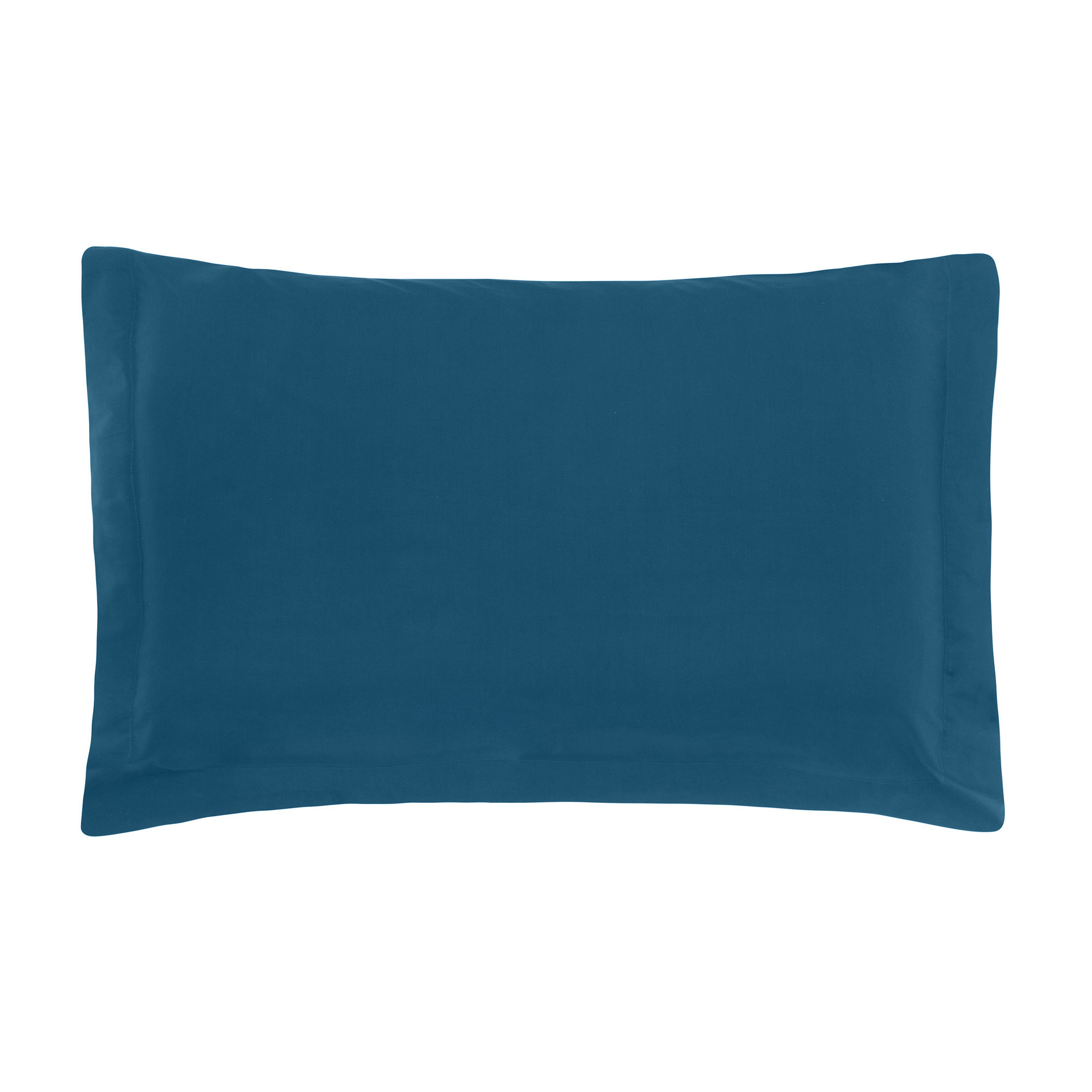 Zefiro solid colour pillowcase in percale., Petroleum , large image number 0