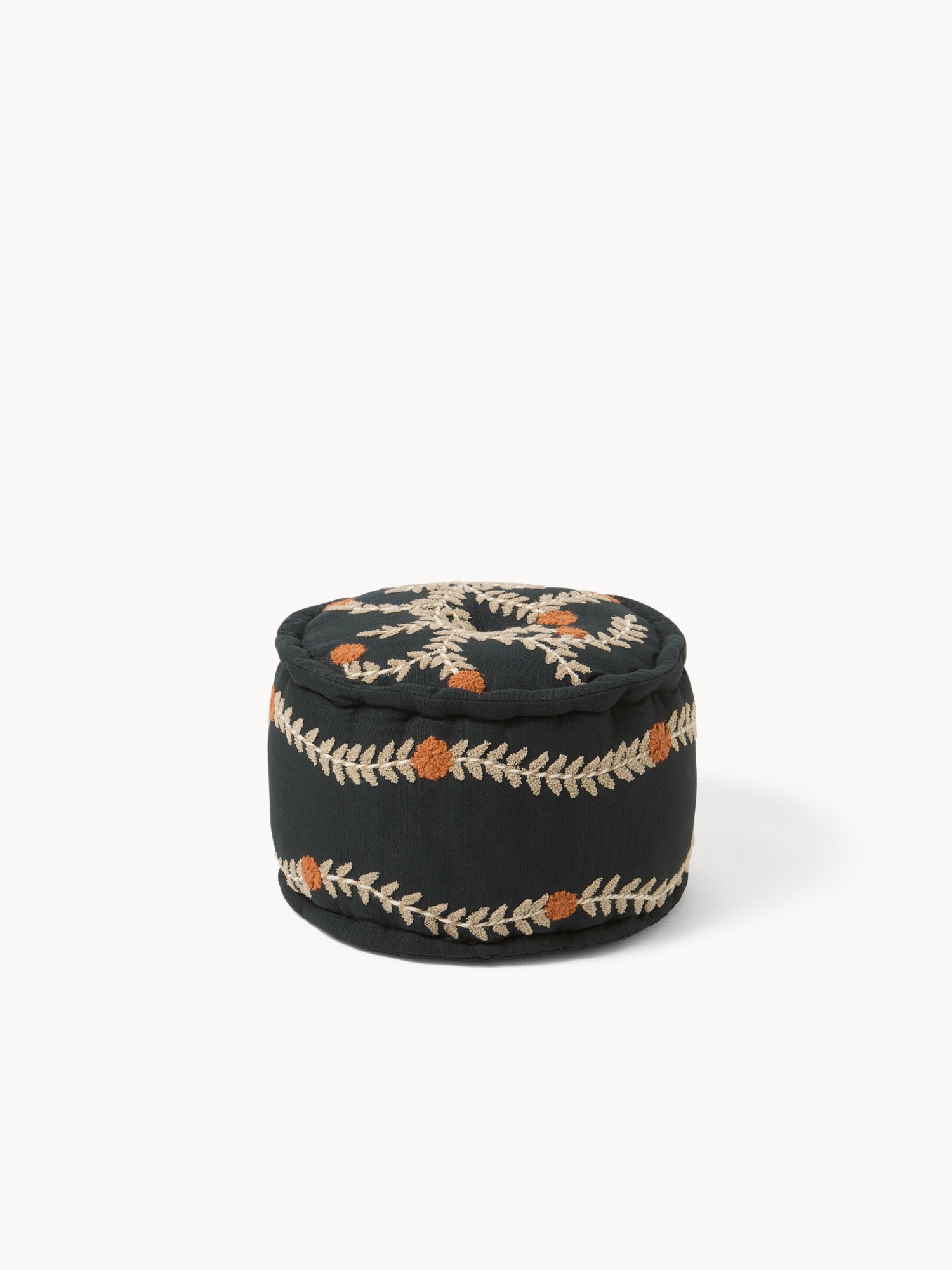 Pouf with floral embroidery, Blue, large image number 0