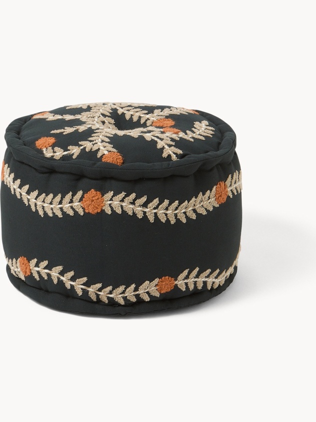 Pouf with floral embroidery