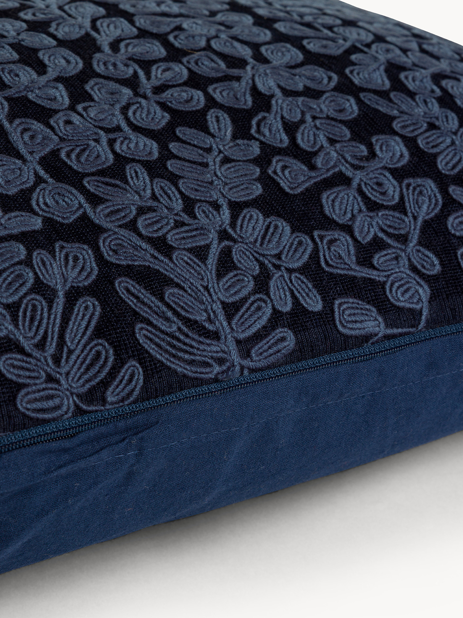 45x65 cm chenille cushion with floral embroidery, Dark Blue, large image number 2