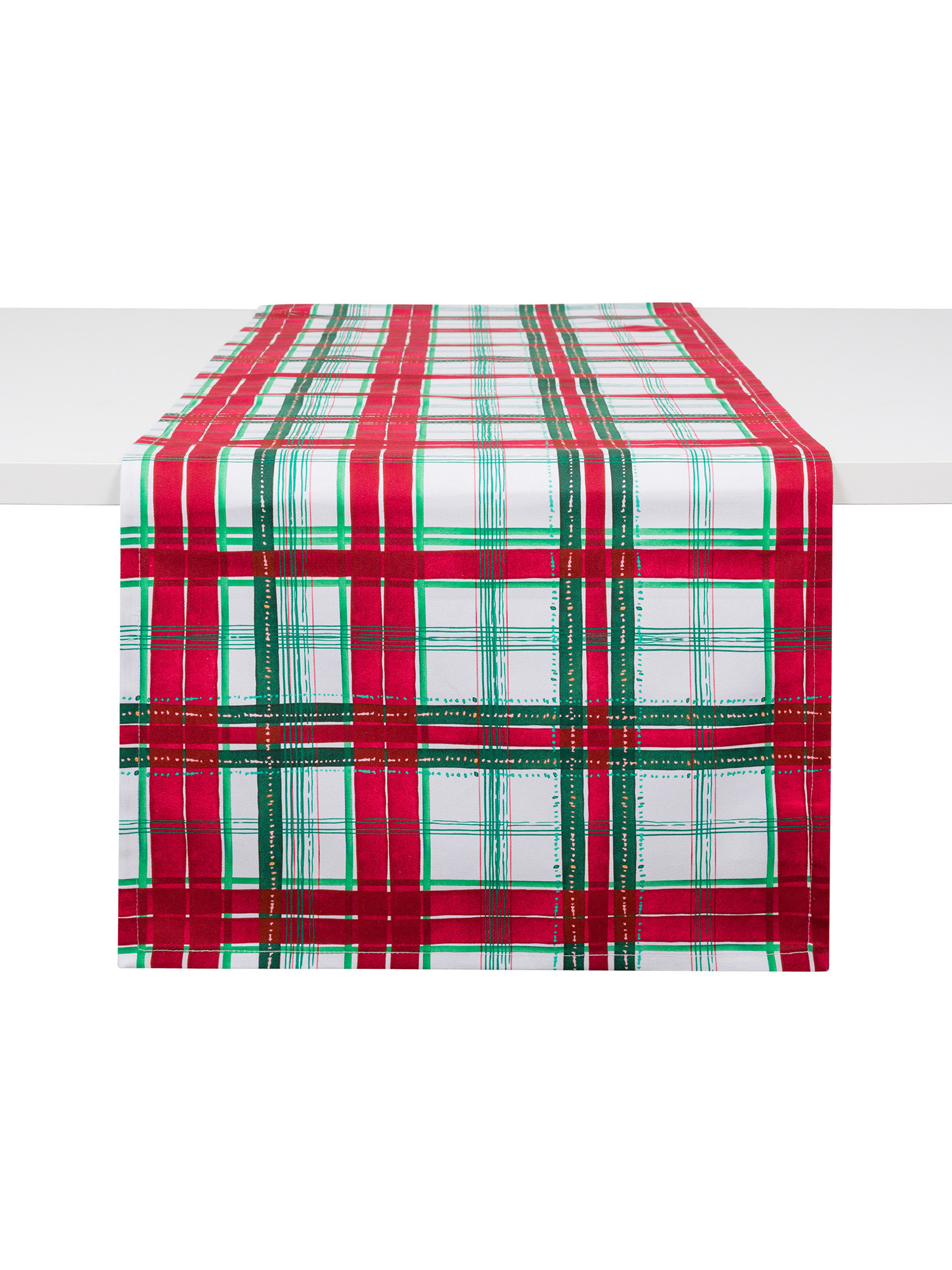 Runner twill di cotone stampa tartan, Multicolor, large image number 0