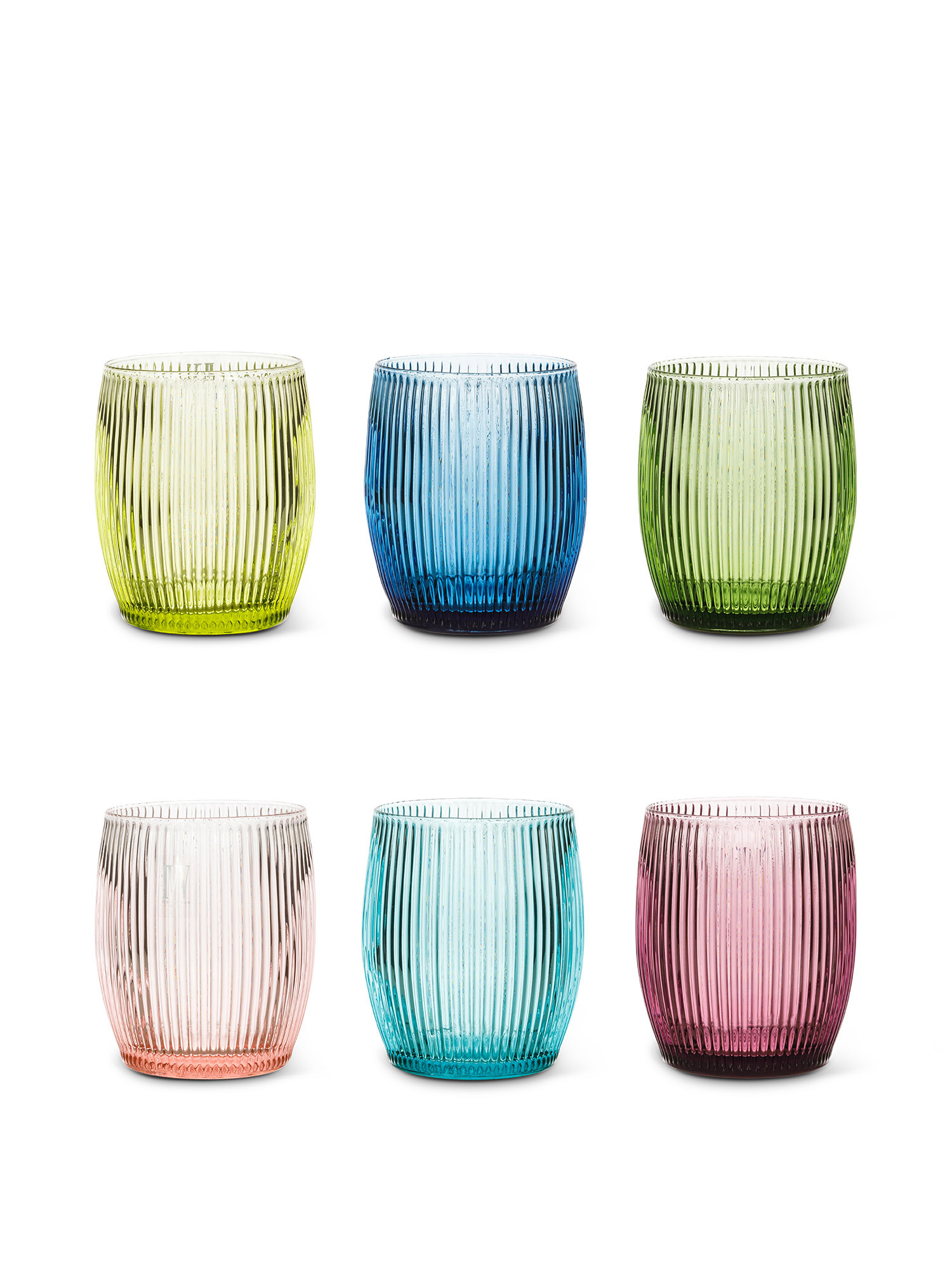 Set 6 bicchieri vetro colorato, Multicolor, large image number 0