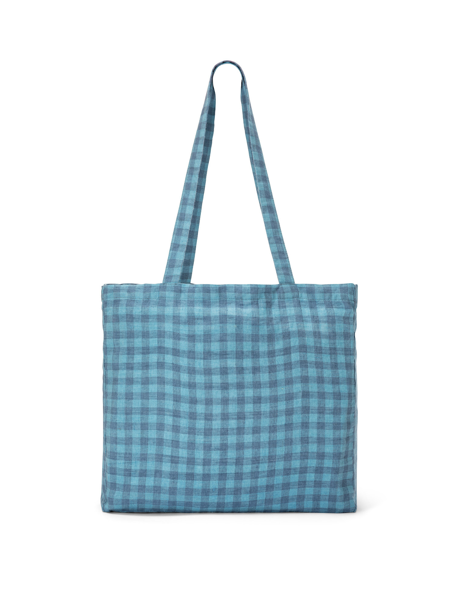 Pure linen bag with vichy motif, Light Blue, large image number 0
