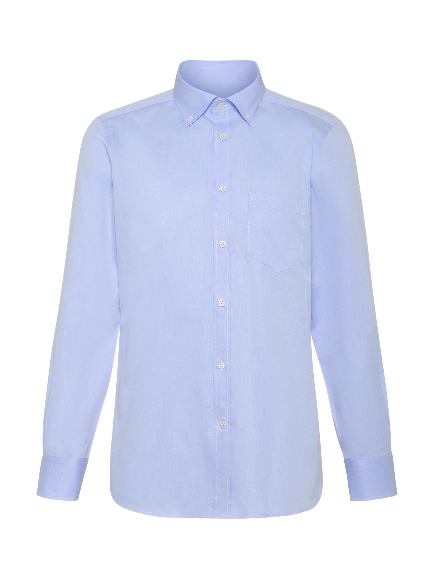Luca D'Altieri - Casual slim fit shirt in pure cotton twill, Light Blue, large image number 1