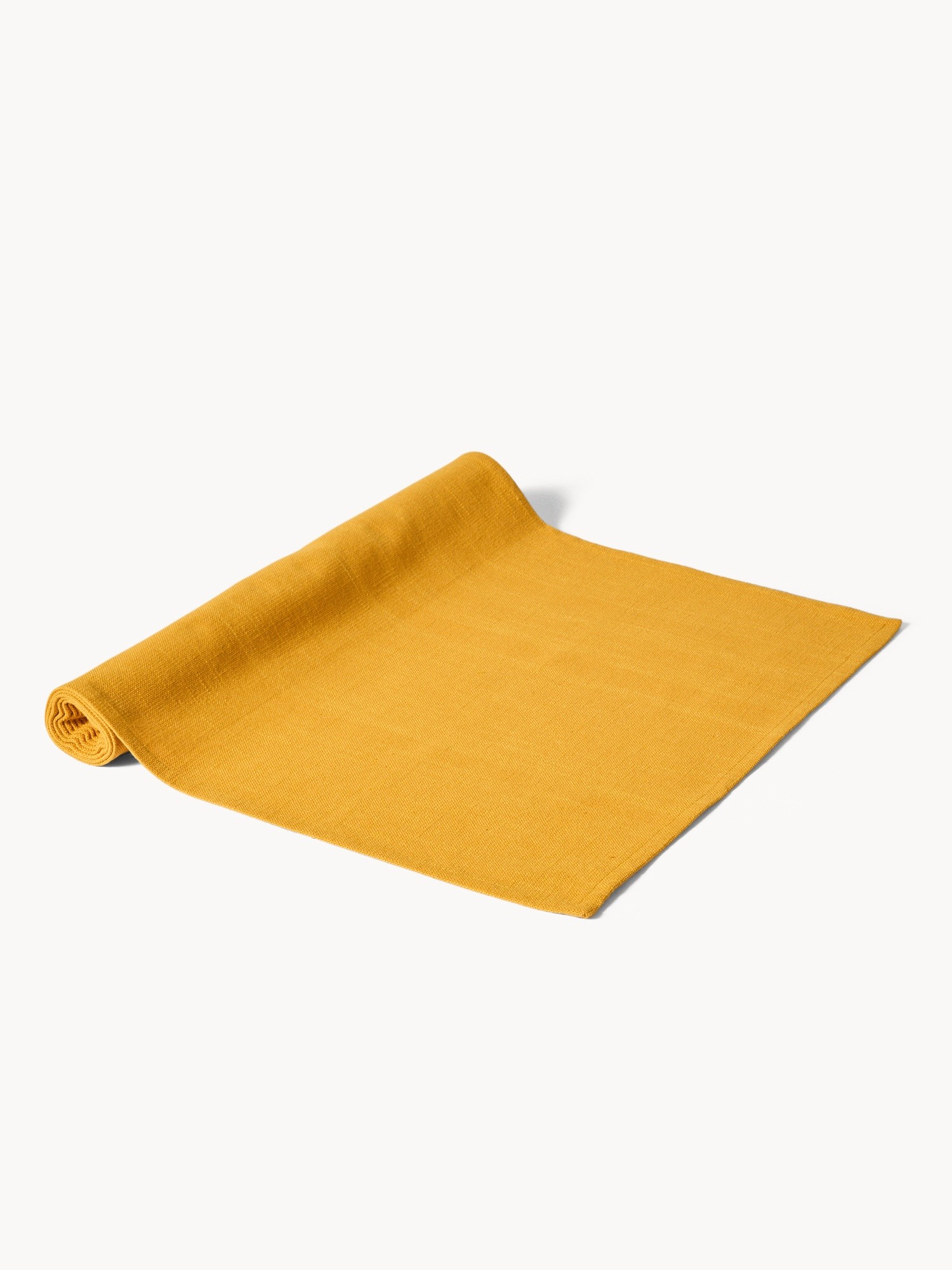 Solid Cotton Slub Table Runner, Ocra Yellow, large image number 0