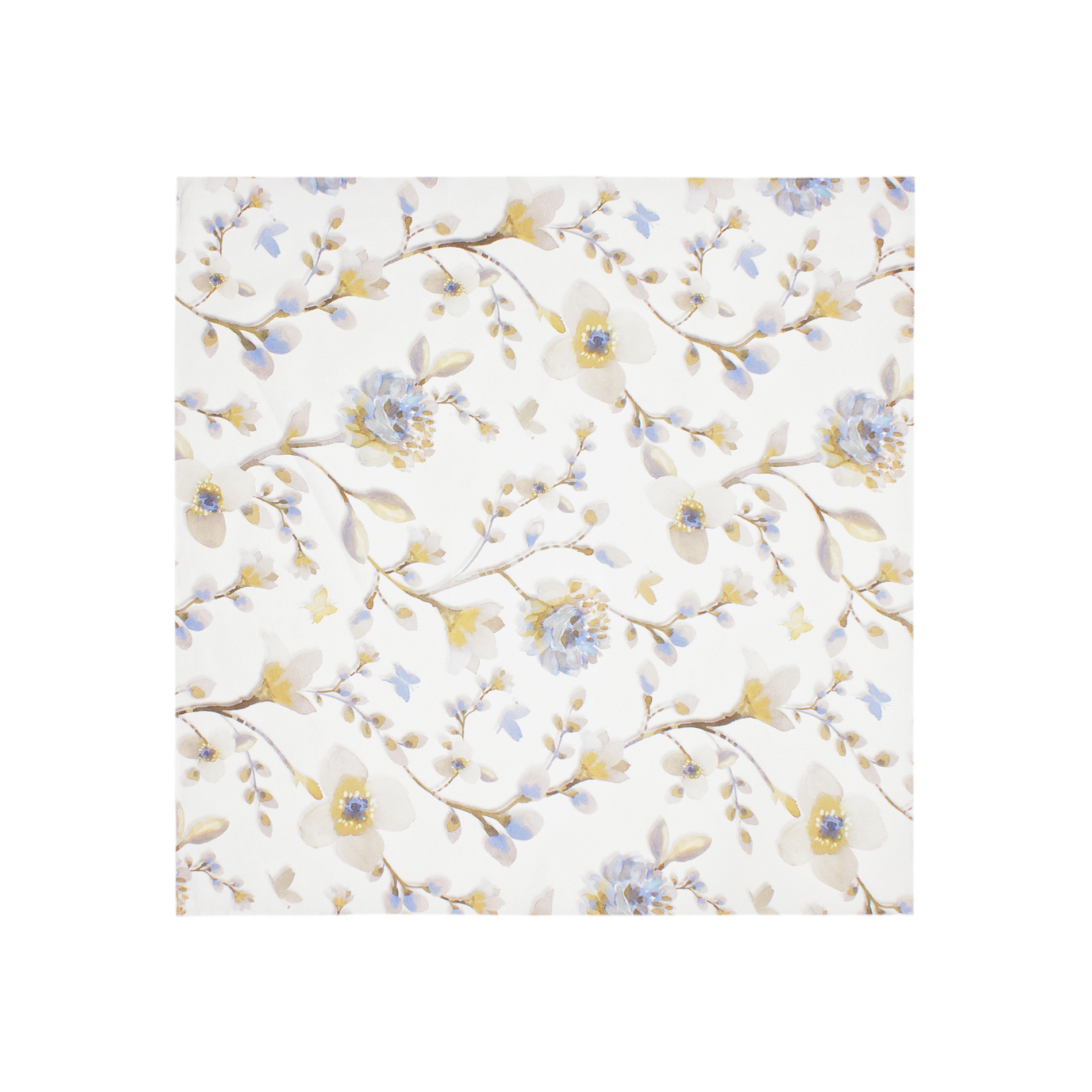 Centrotavola twill di puro cotone floreale, Bianco/Blu, large image number 1