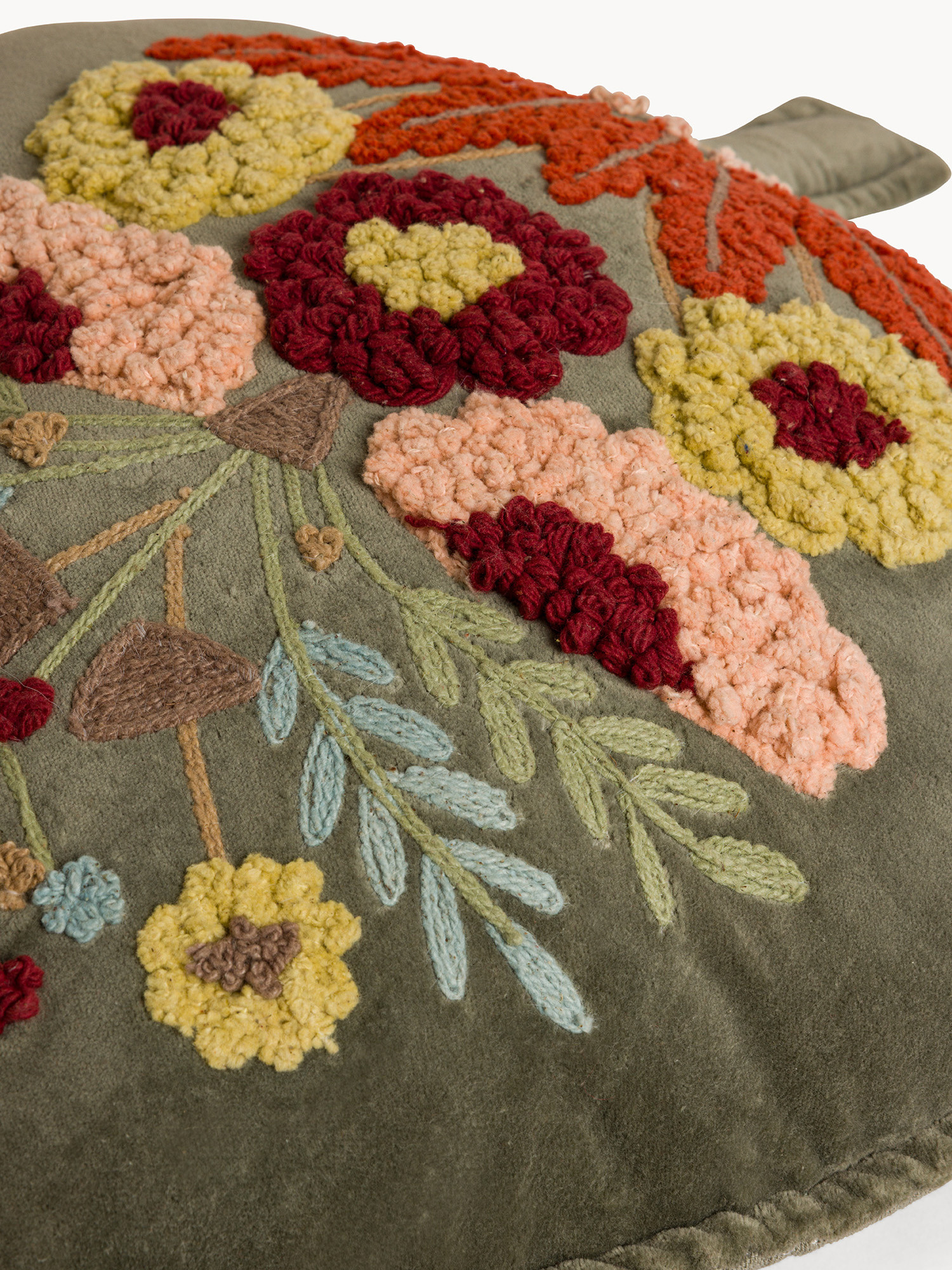 Cushion 45x45 cm with ethnic floral print, Green, large image number 2