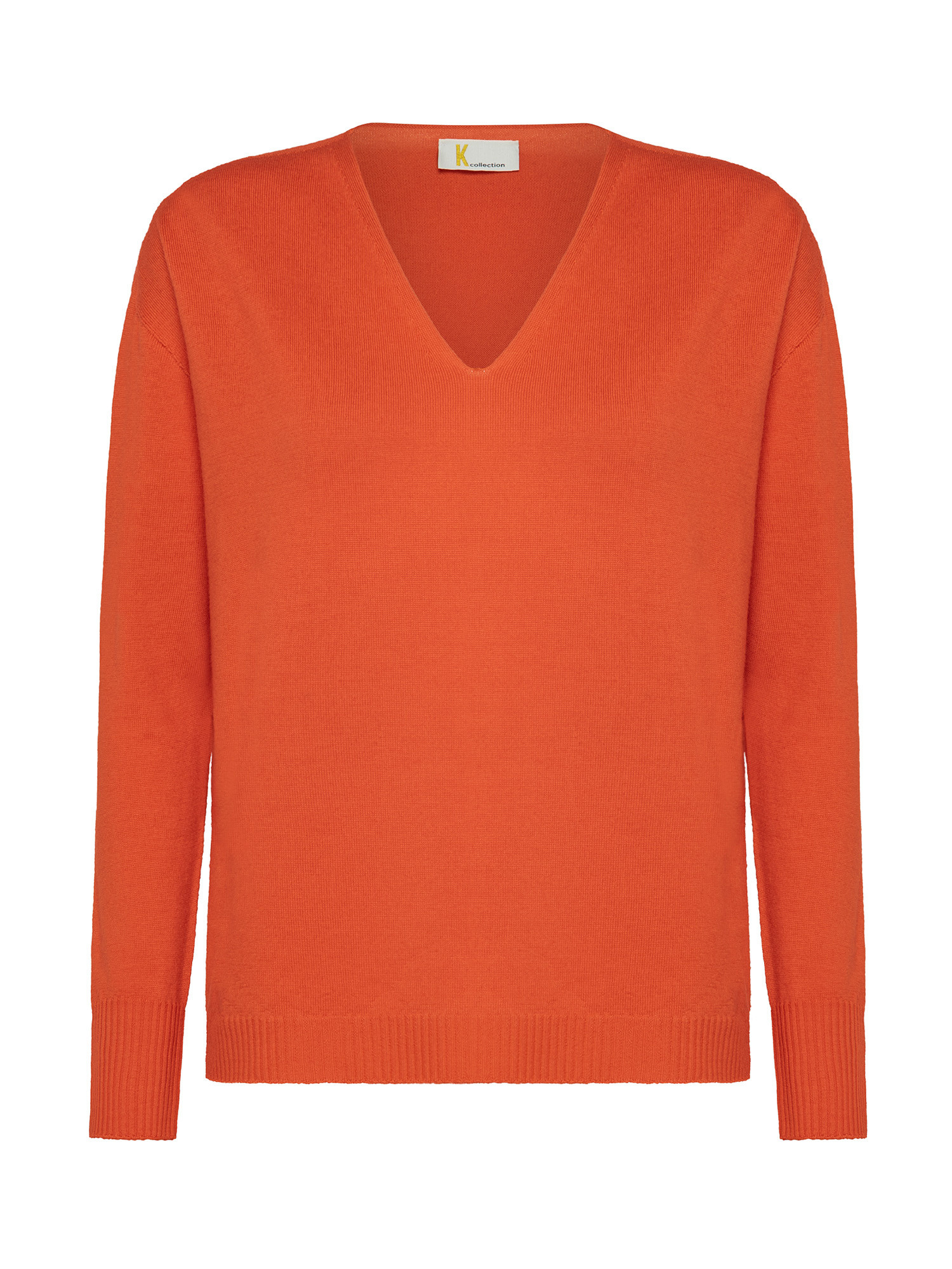 K Collection - V-neck sweater, Orange, large image number 0