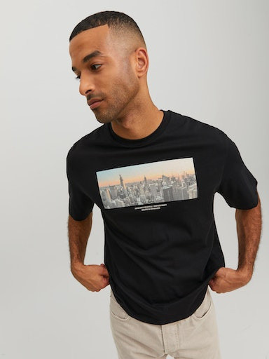 Jack & Jones - T-shirt regular fit con stampa, Nero, large image number 4
