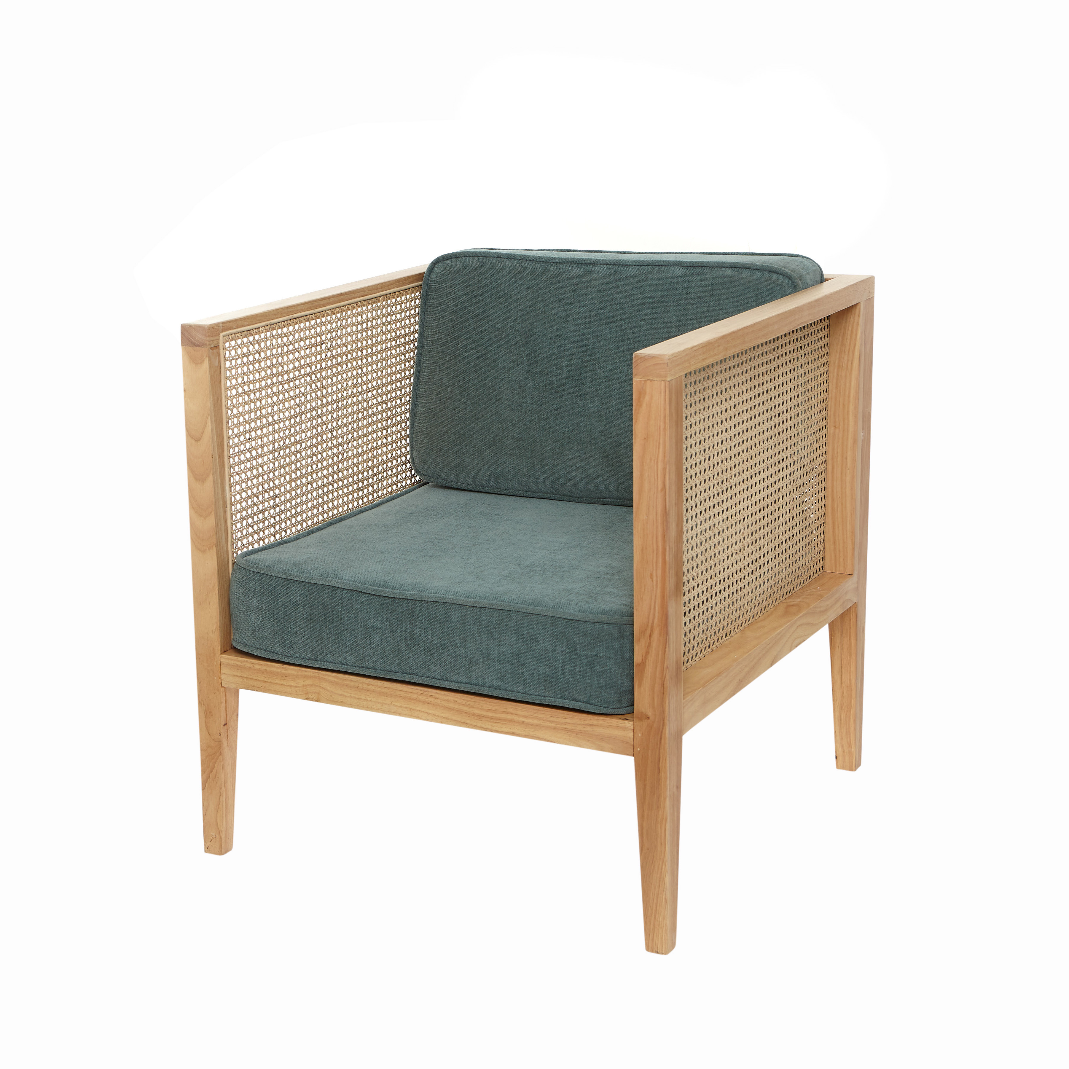 Wood rattan armchair, Beige, large image number 0