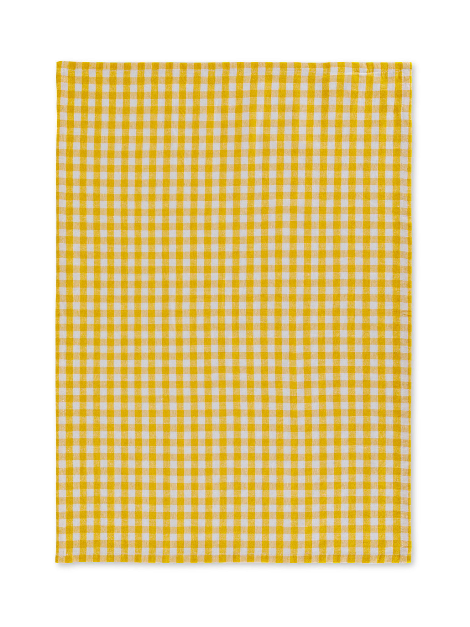 Set of 3 squared washed pure cotton tea towels, Yellow, large image number 3