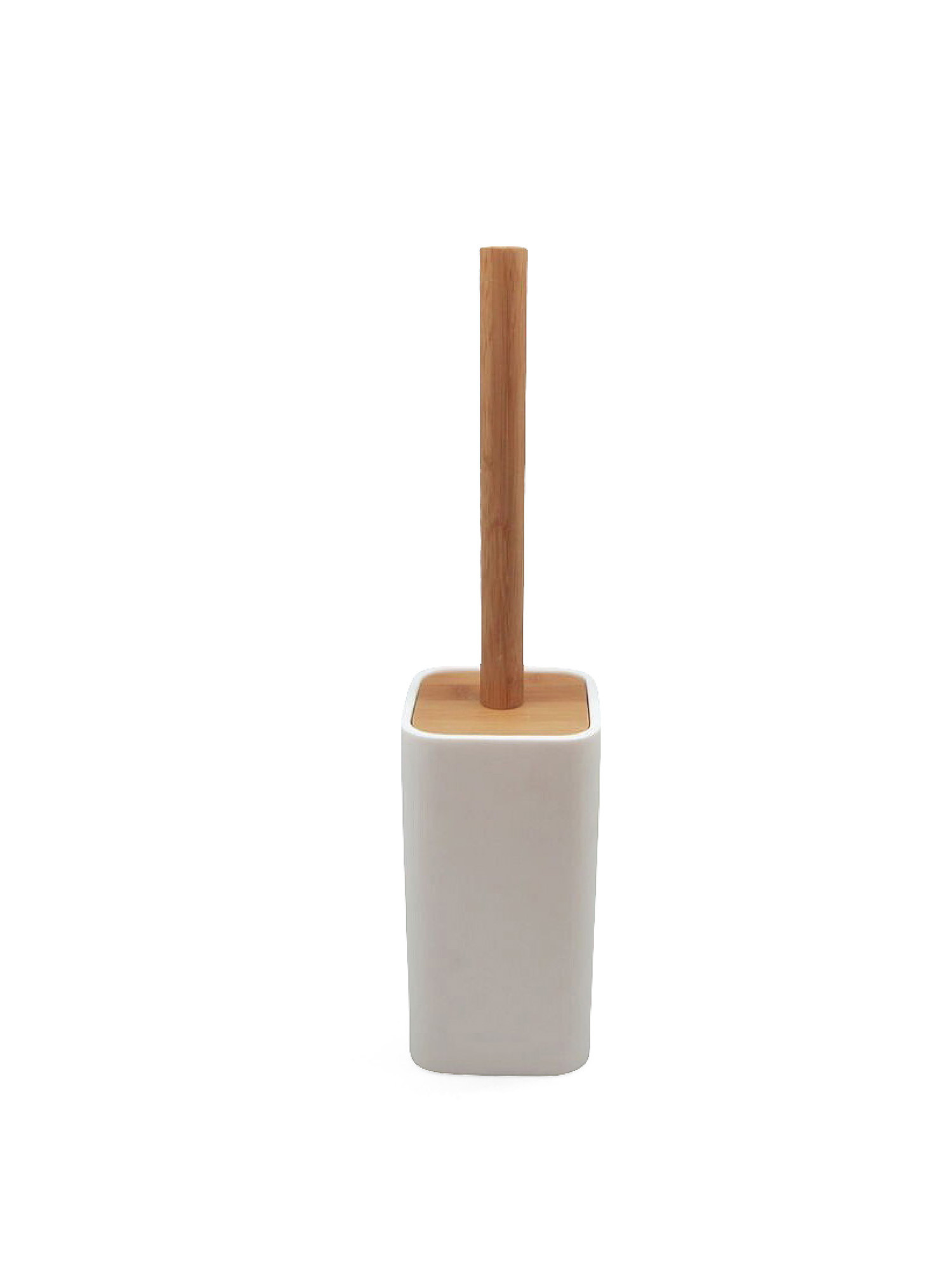 Linea toilet brush holder with bamboo detail, White, large image number 0