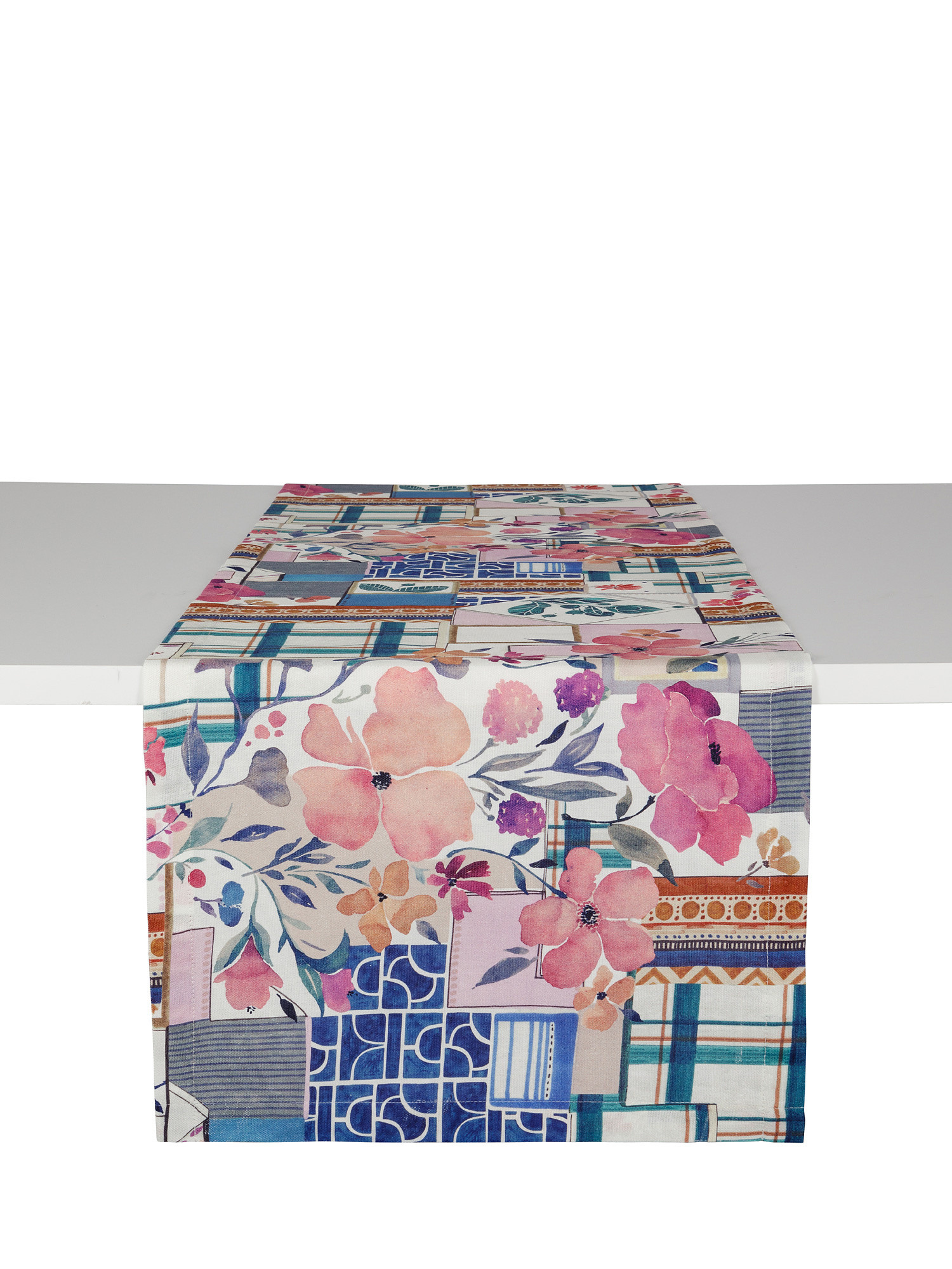 100% cotton table runner with patchwork print, Multicolor, large image number 0