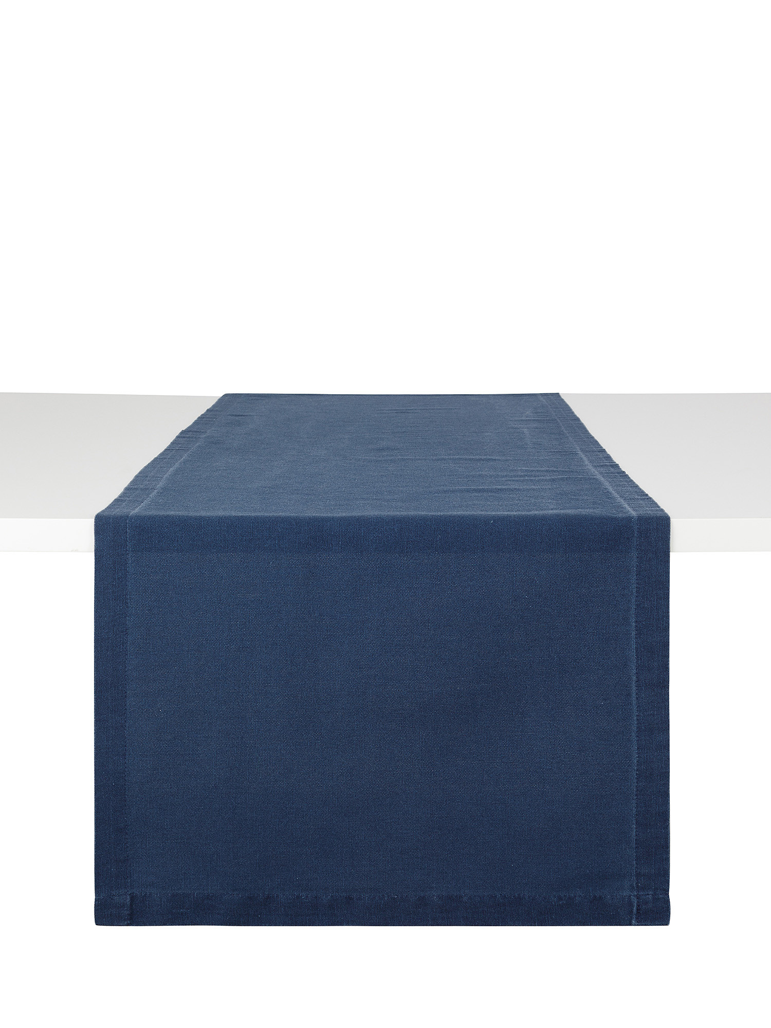 Solid color washed cotton table runner, Blue, large image number 0
