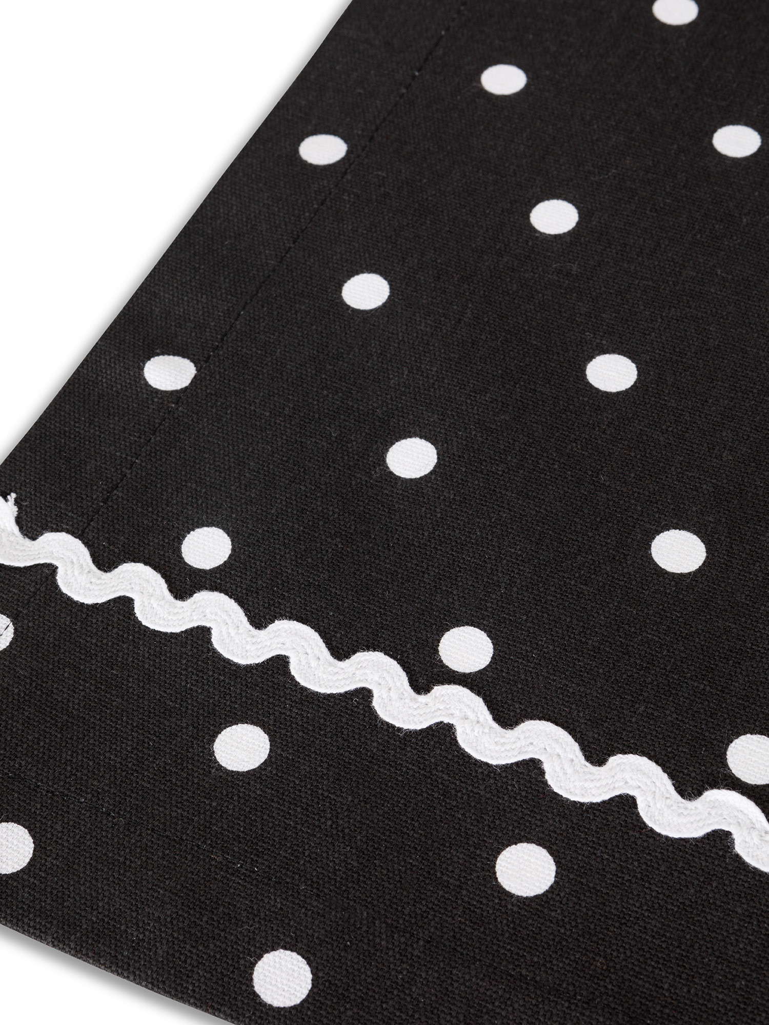 100% cotton runner with polka dot print, Black, large image number 1