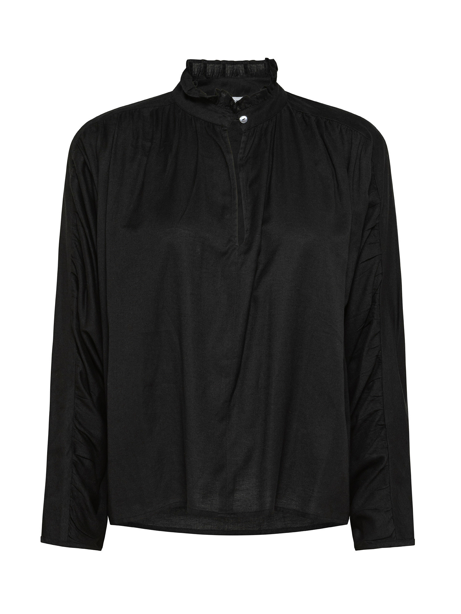 Blusa in cotone con maniche lunghe, Nero, large image number 0
