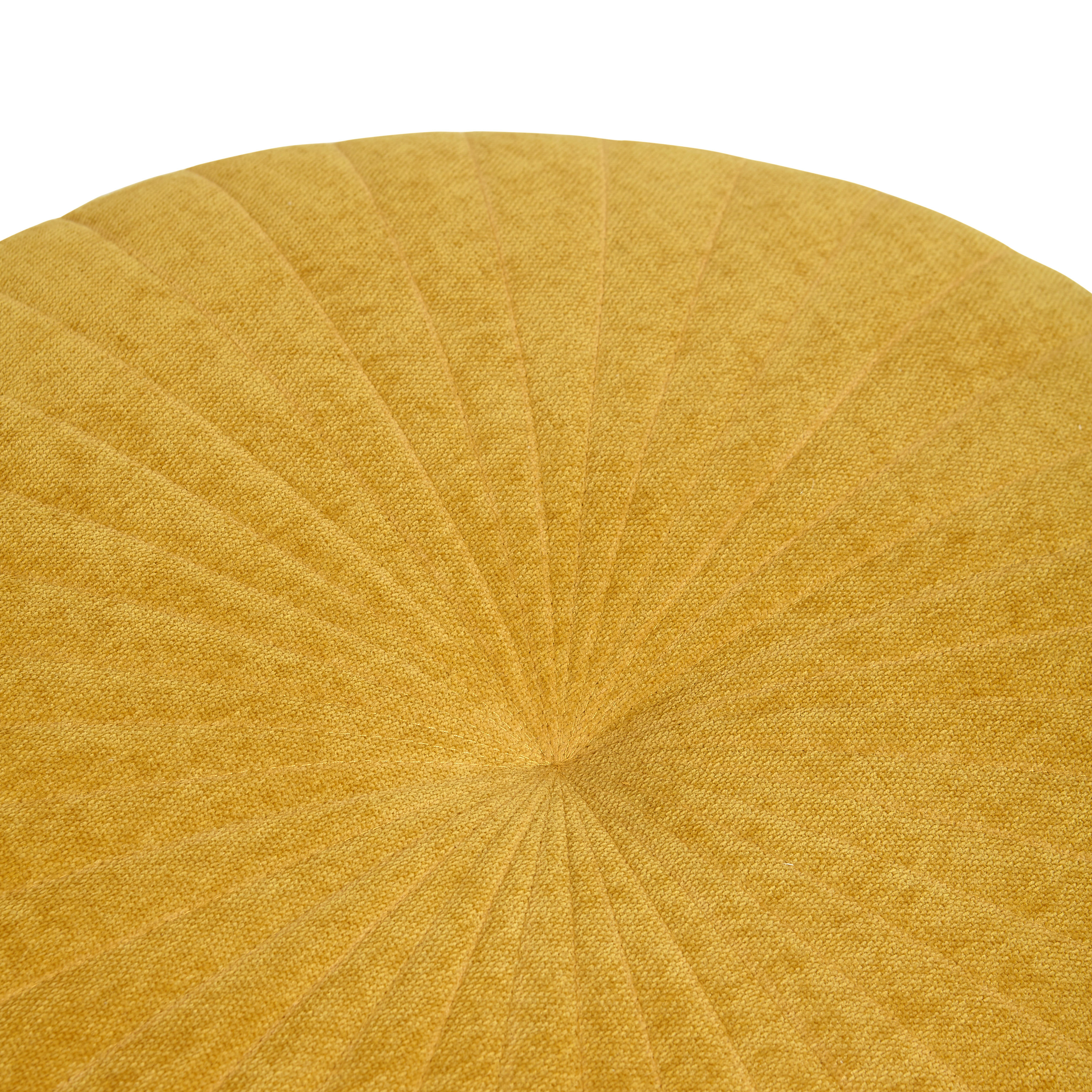 Round pouf in Sun chenille, Yellow, large image number 1