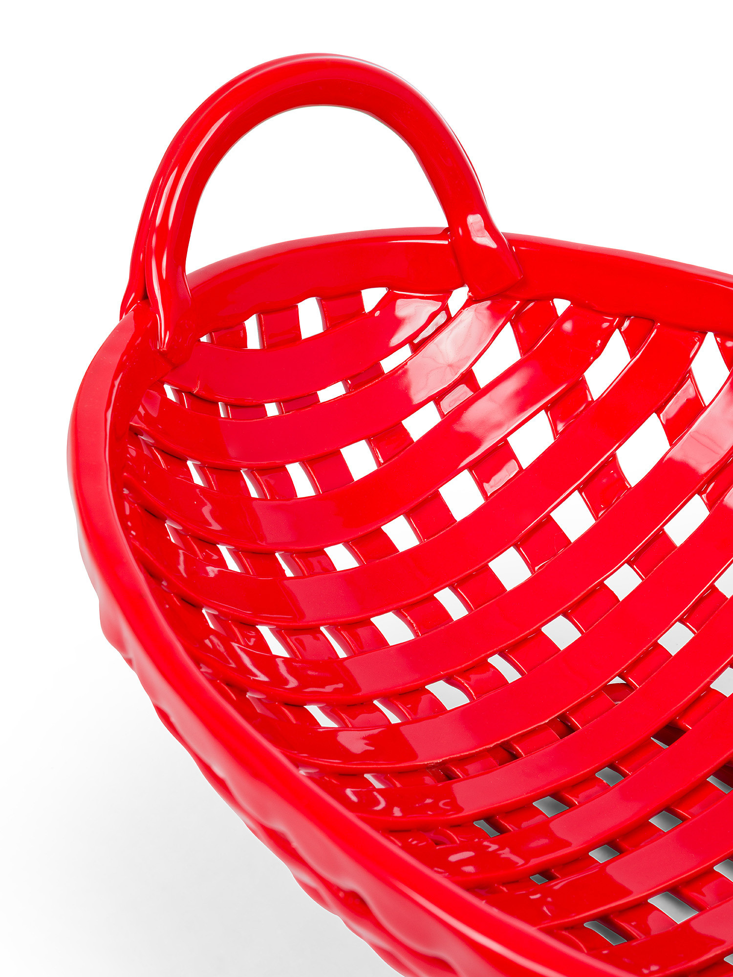 Woven effect ceramic basket, Red, large image number 1