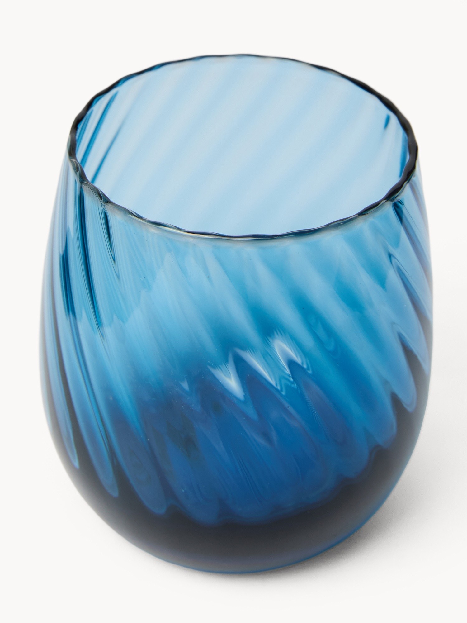 Bicchiere in vetro effetto optical, Blu, large image number 1