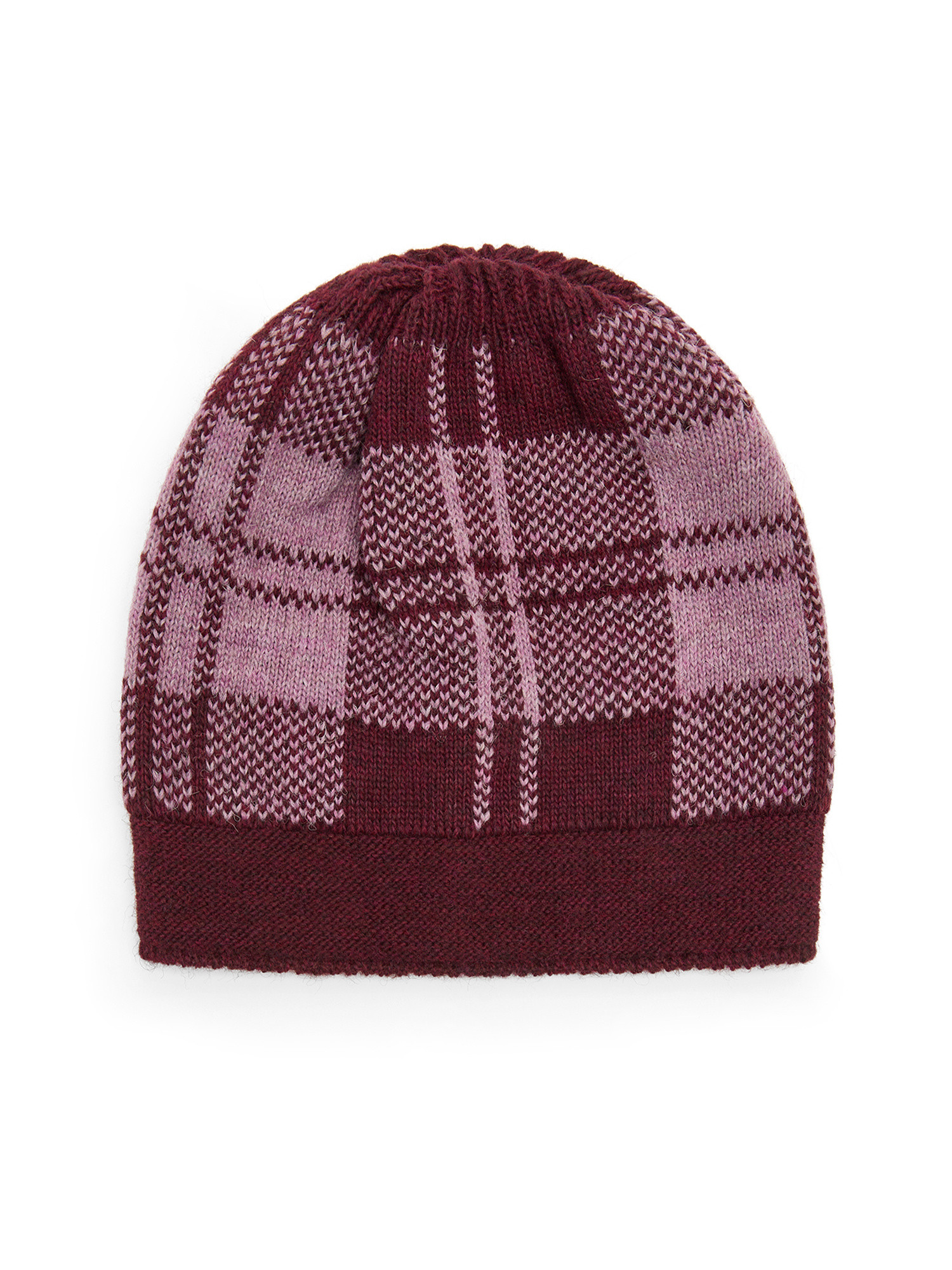 Tartan checked knit hat, Pink, large image number 0