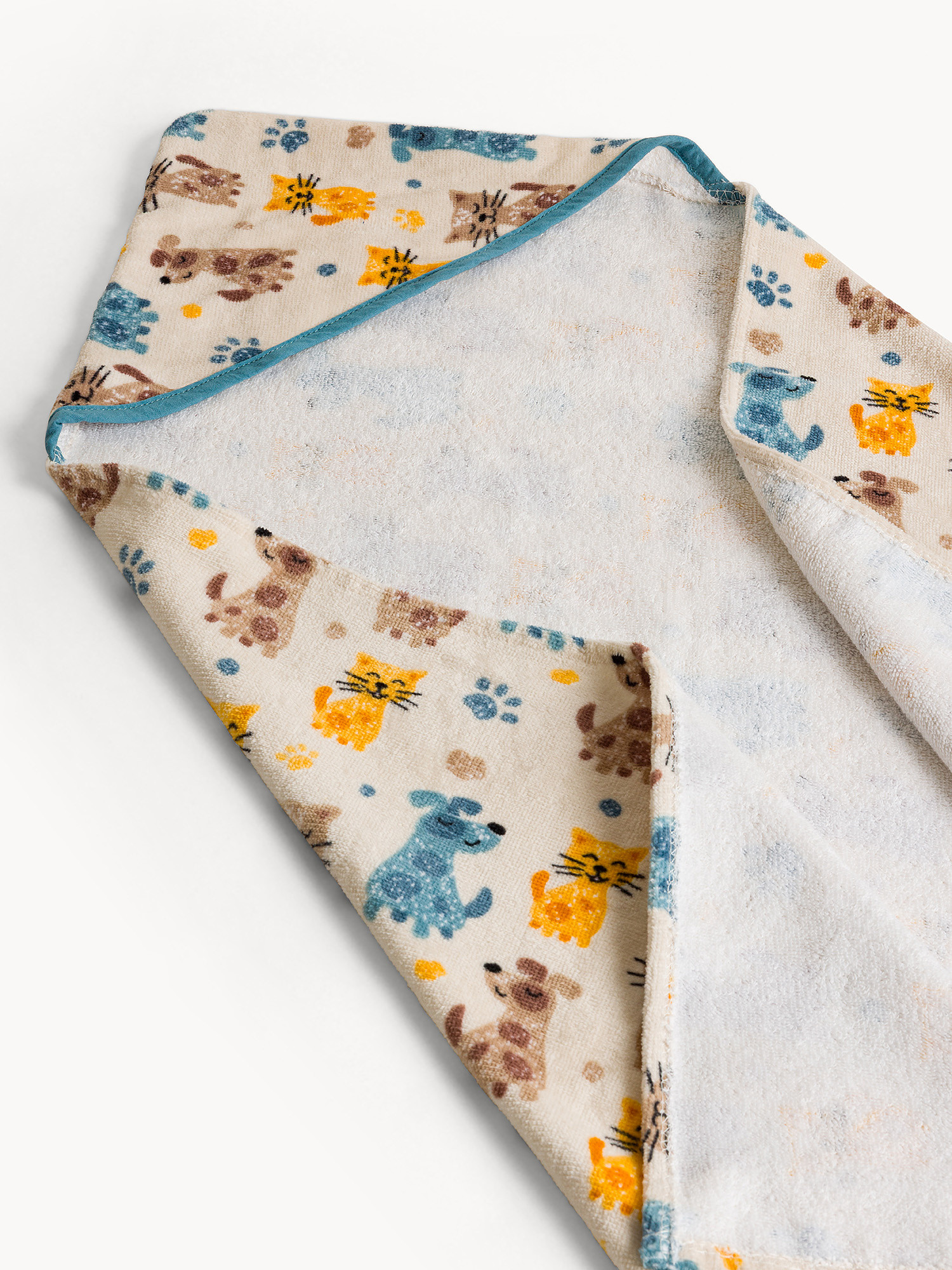 Asciugamano in cotone velour stampa animaletti, Grigio, large image number 1