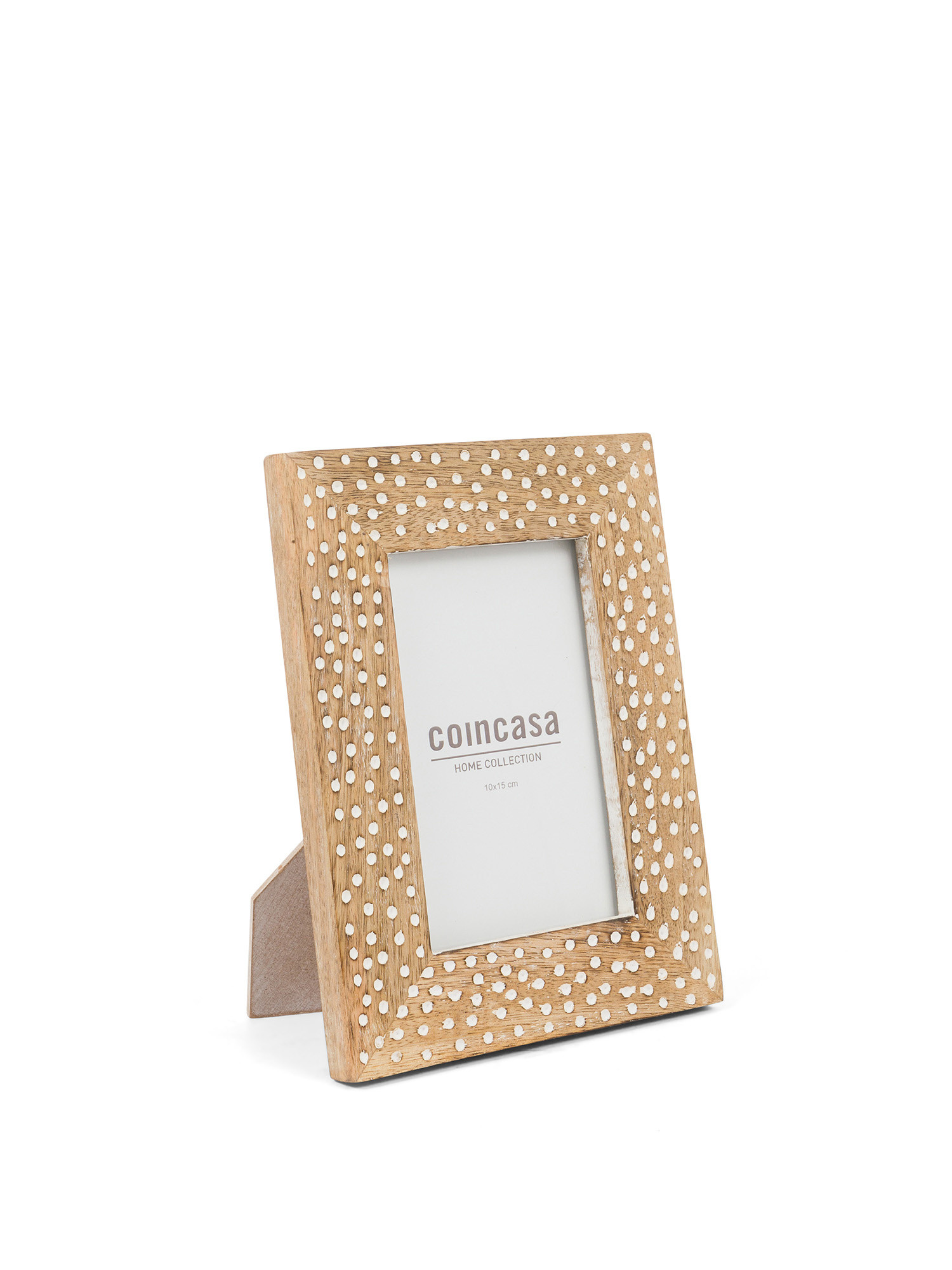 Photo frame with wooden frame with dots, Brown, large image number 0