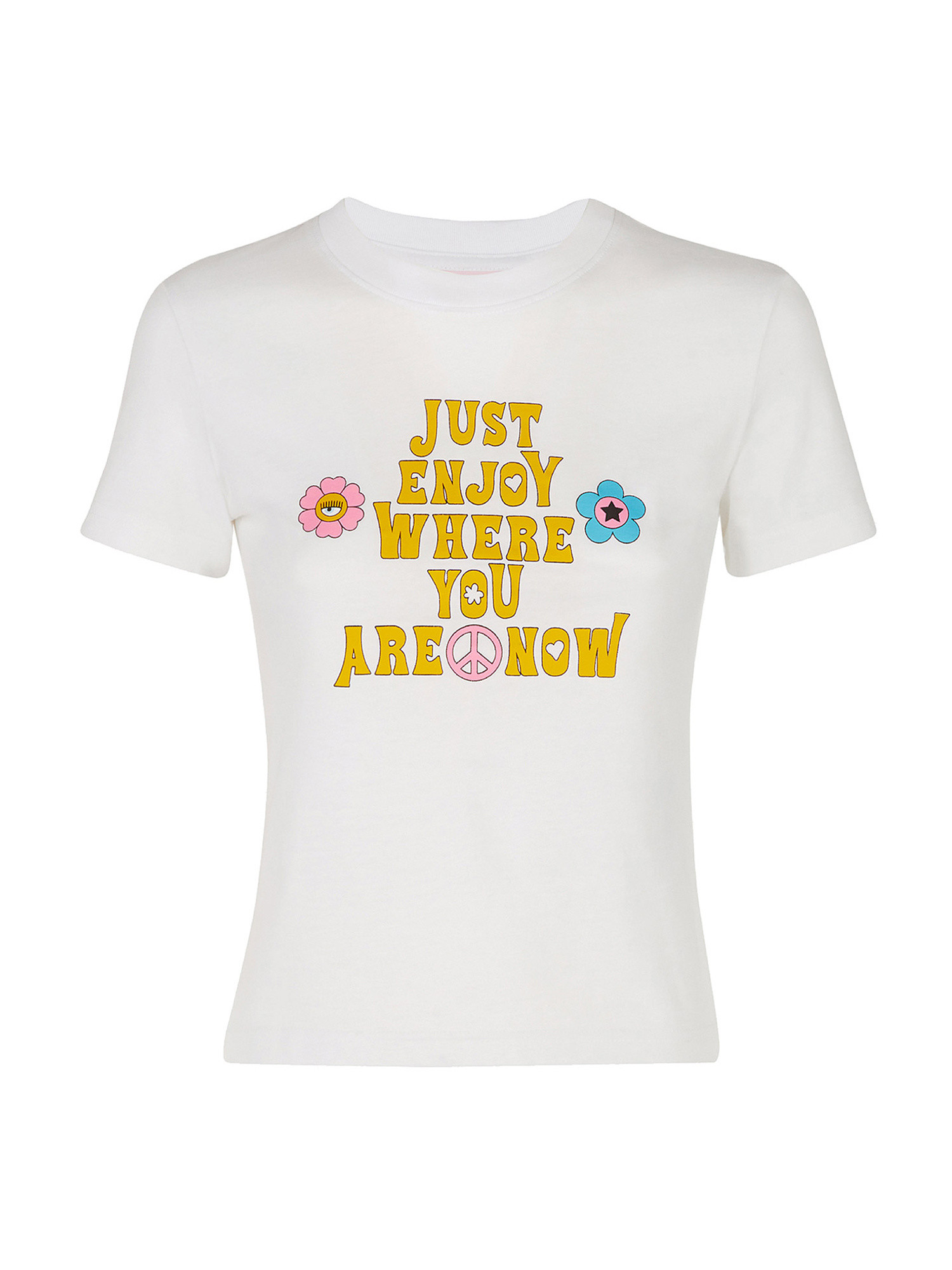 Enjoy Where You Are Now print t-shir, White, large image number 0