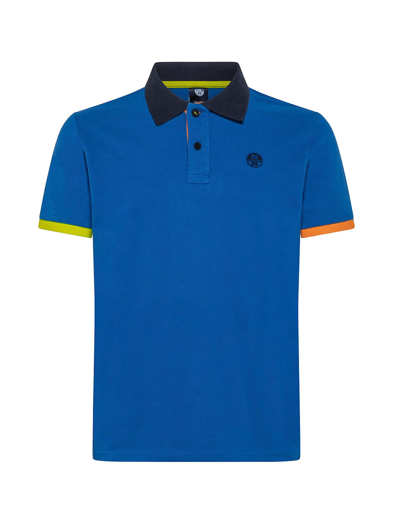 Short sleeve polo shirt with logo, Blue, large image number 0