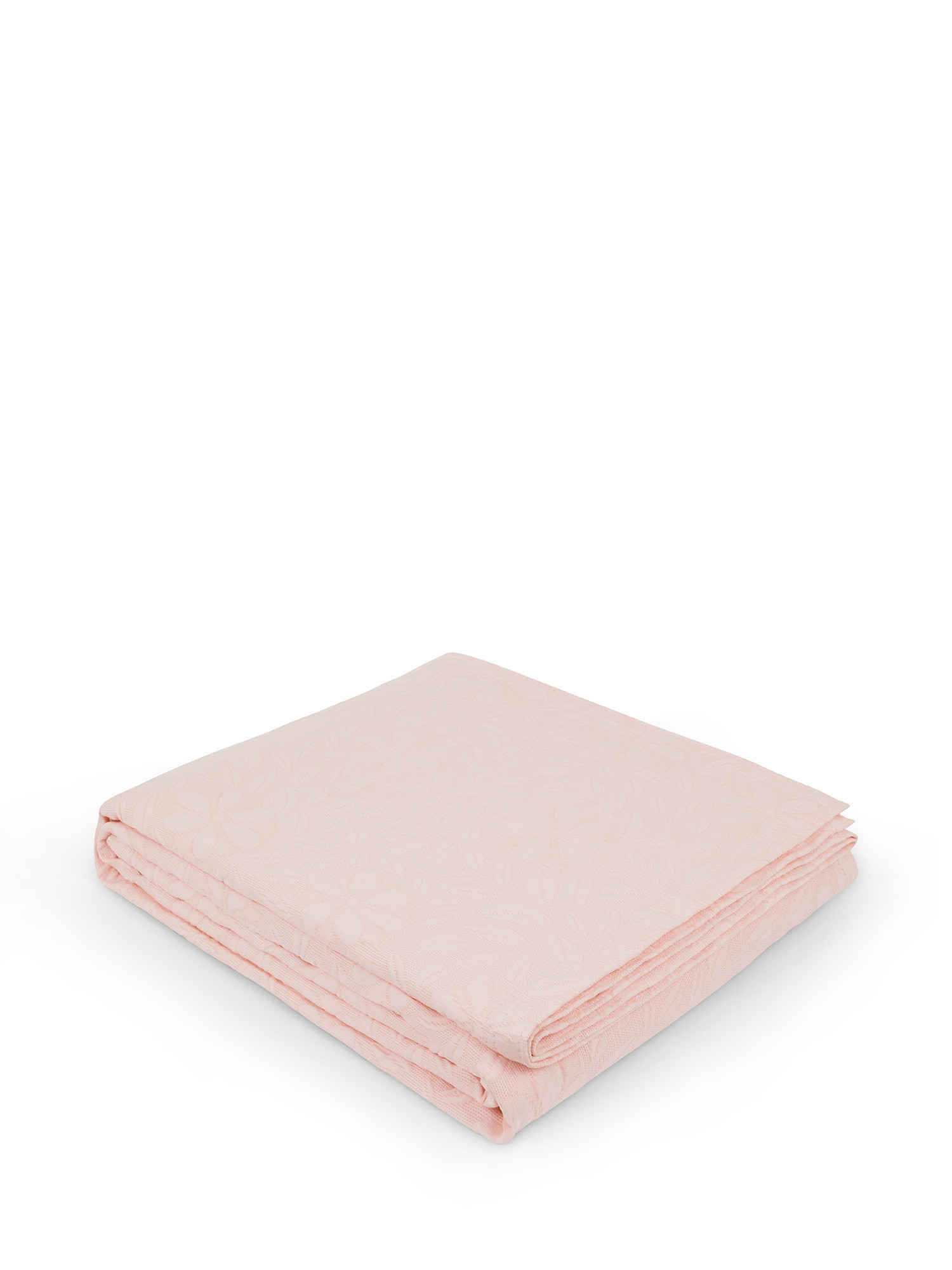 Solid color cotton bedspread with relief pattern, Pink, large image number 0
