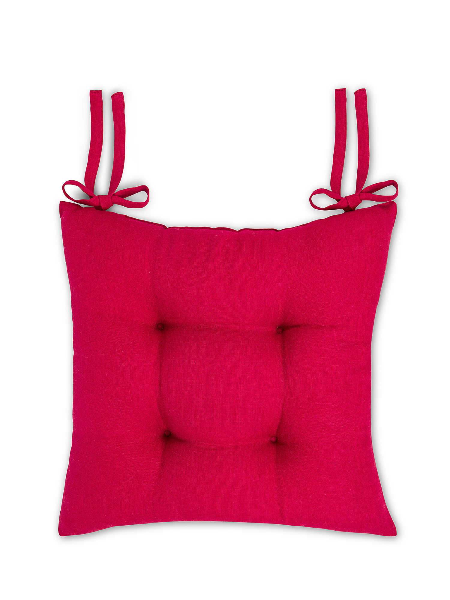 Cuscino da sedia puro lino tinta unita, Rosso ciliegia, large image number 0