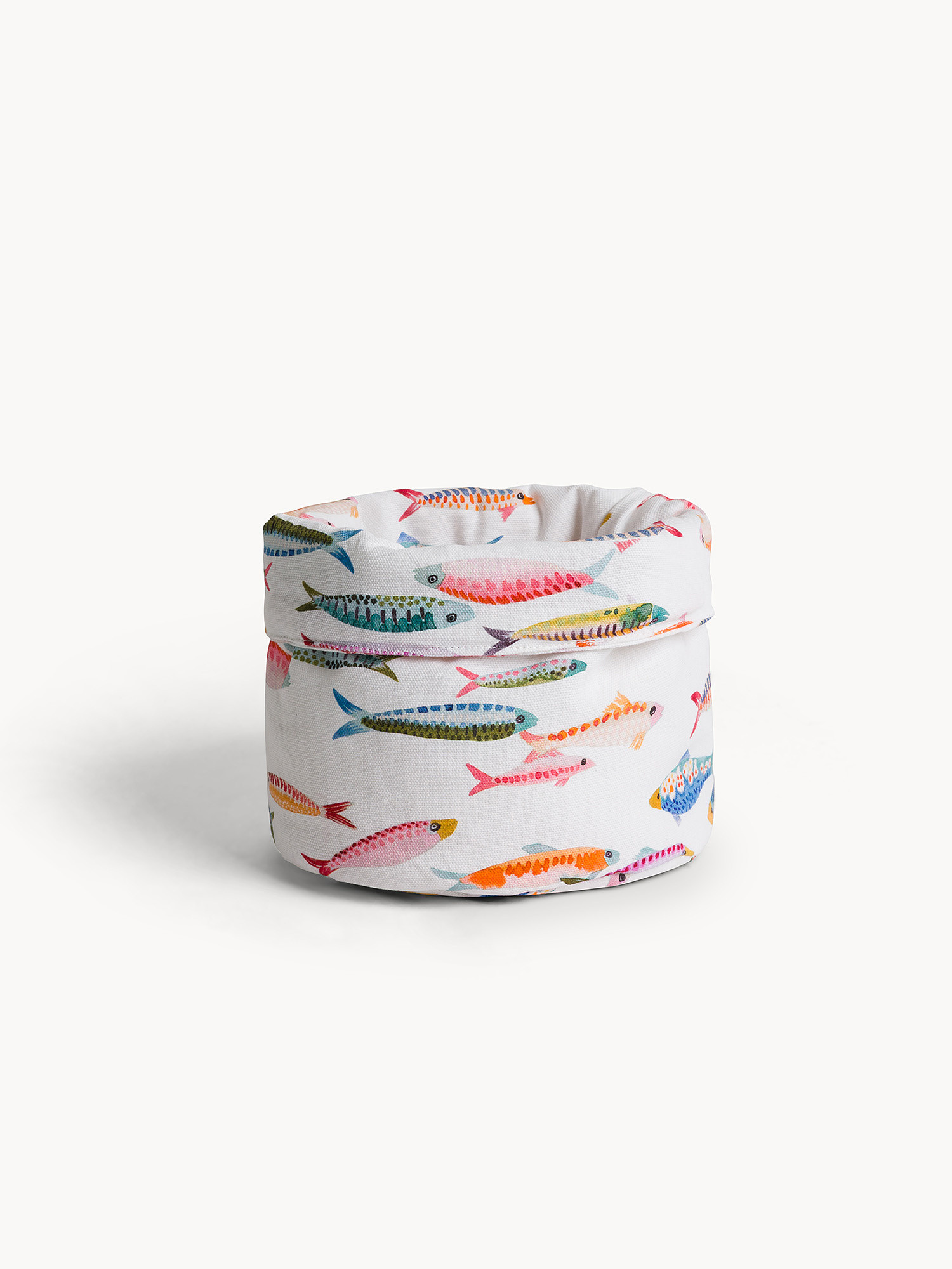 Pure cotton panama basket with fish print, Multicolor, large image number 0