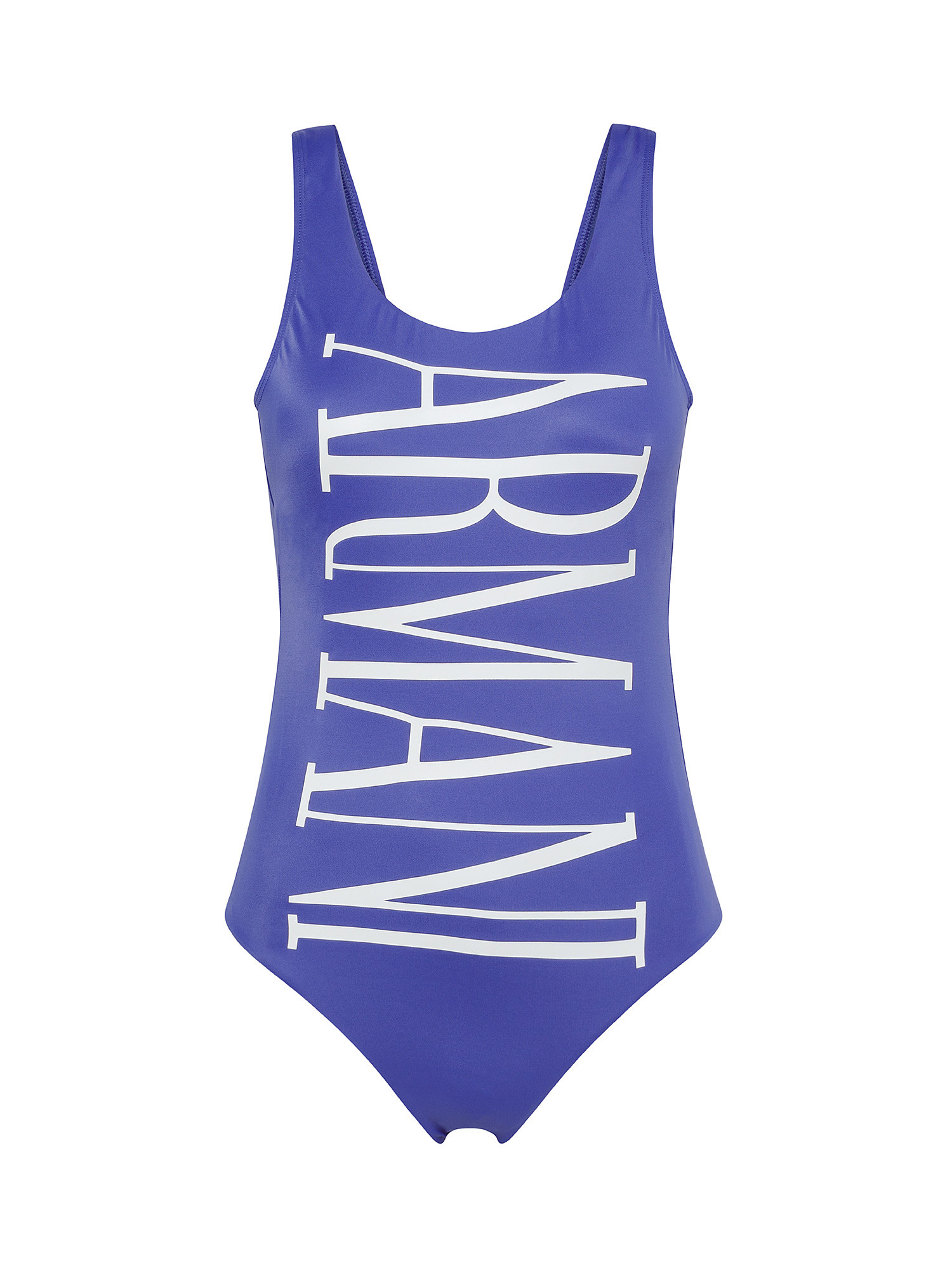 One-piece swimsuit with logo print, Royal Blue, large image number 0