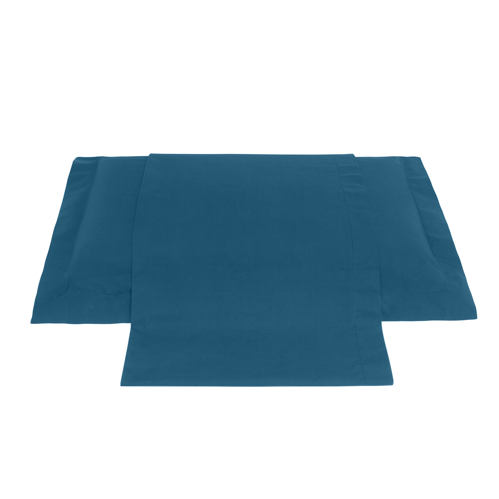 Zefiro solid colour flat sheet in percale., Petroleum , large image number 0