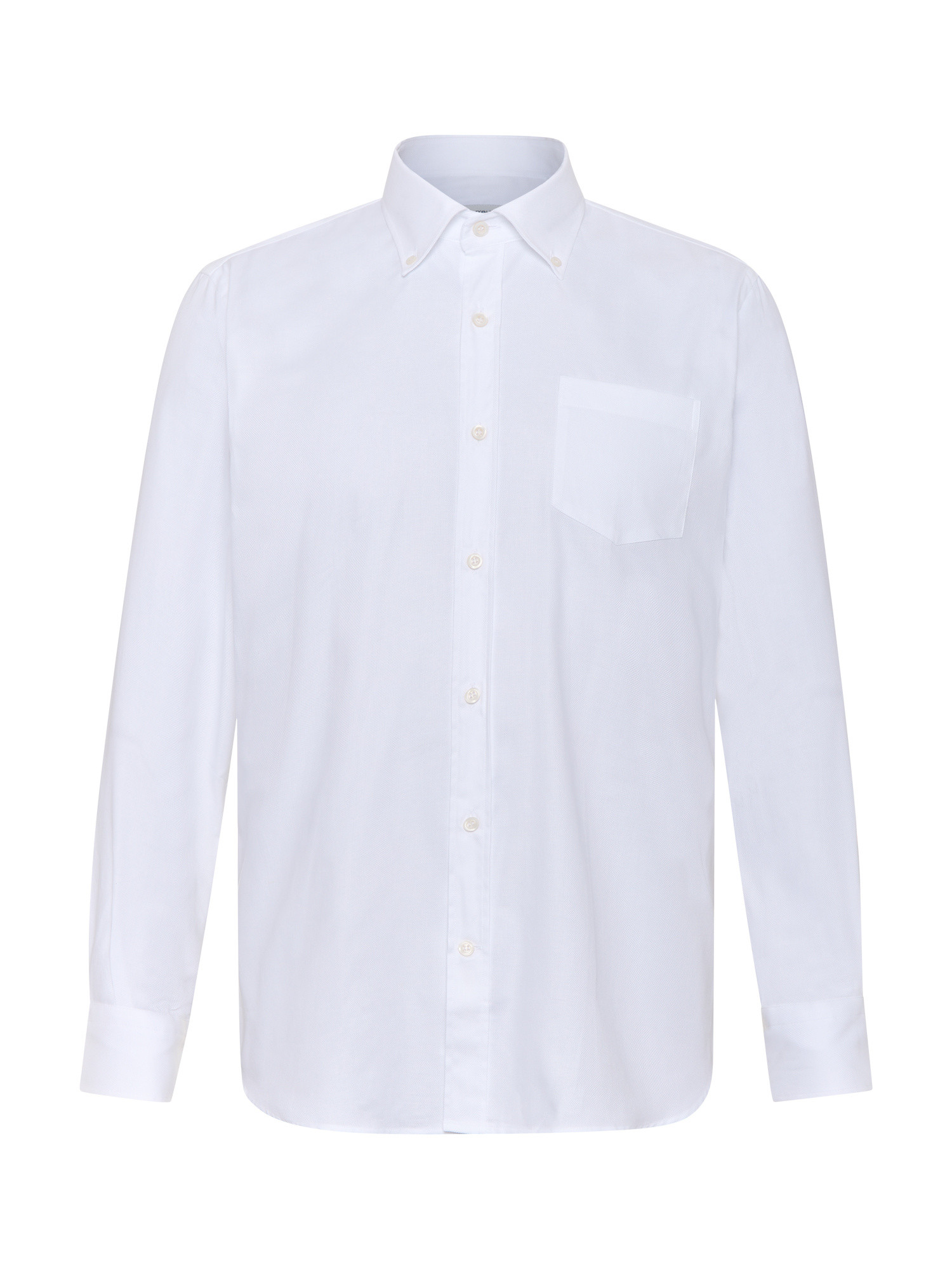 Luca D'Altieri - Regular fit chasuble shirt in pure textured cotton, White, large image number 1