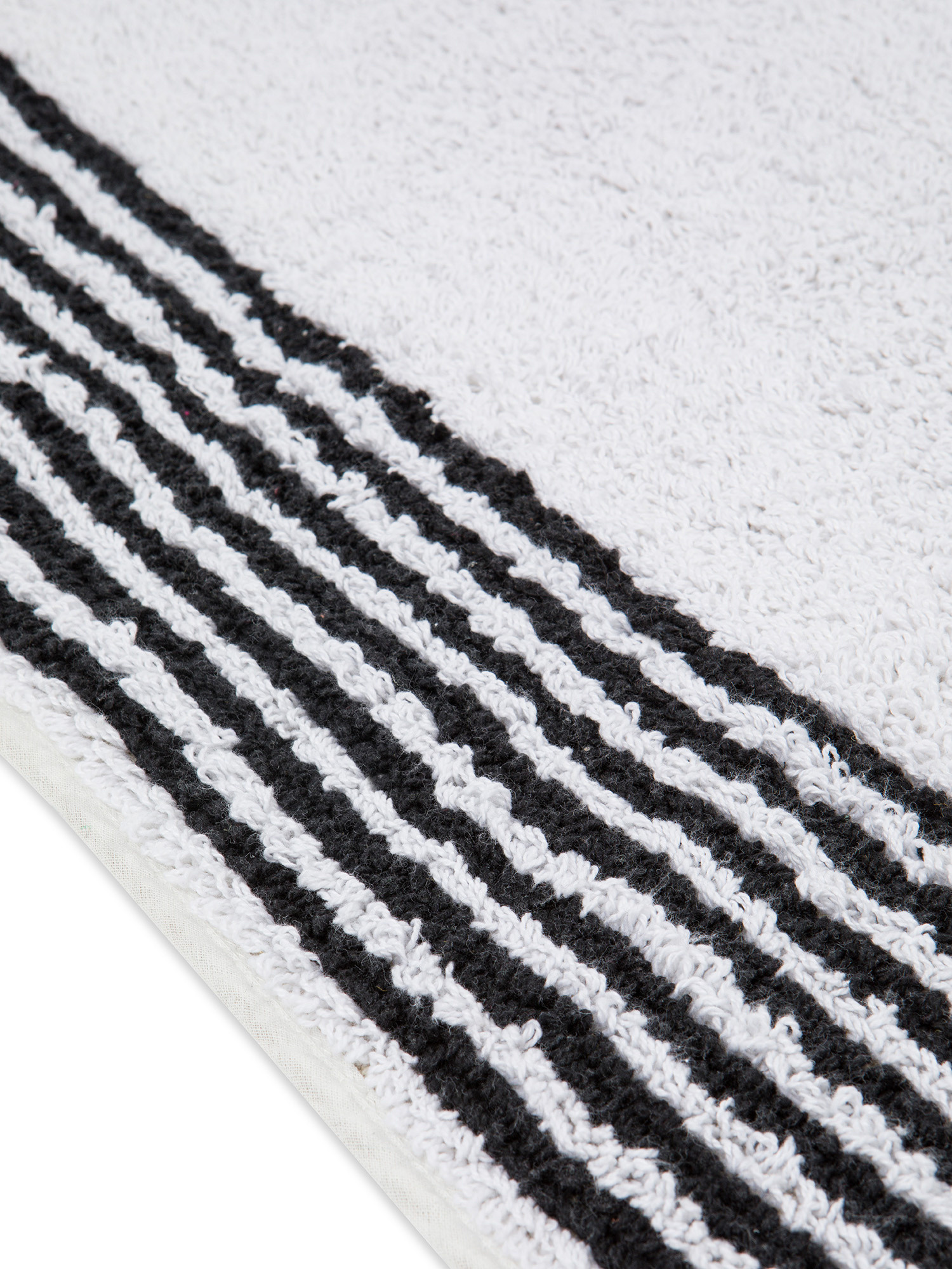 Tappeto bagno spugna di cotone con righe a contrasto, Nero, large image number 1