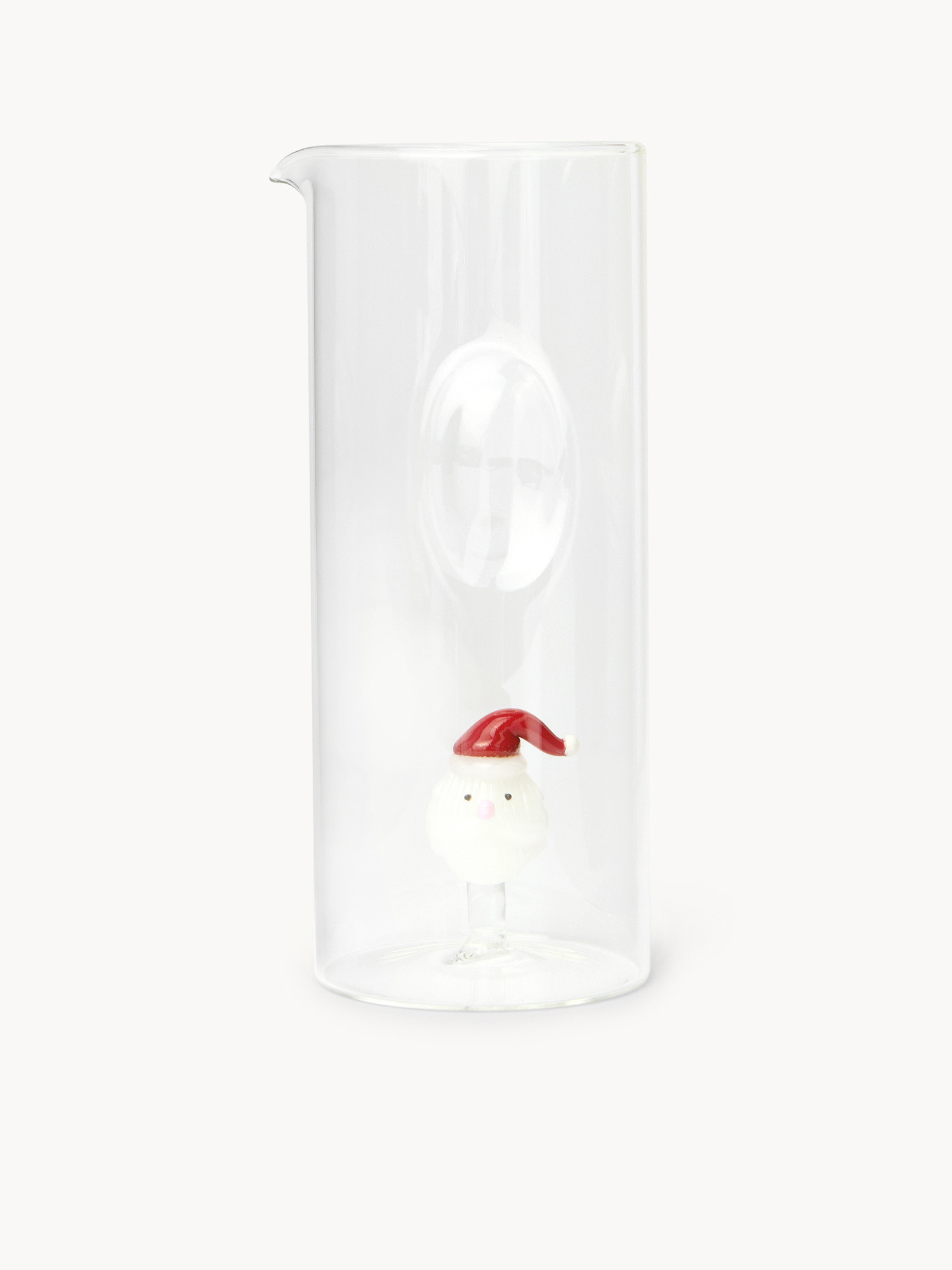 Caraffa in vetro borosilicato dettaglio Babbo Natale, Trasparente, large image number 0