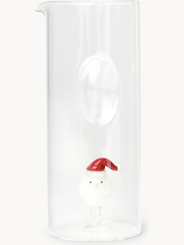 Caraffa in vetro borosilicato dettaglio Babbo Natale