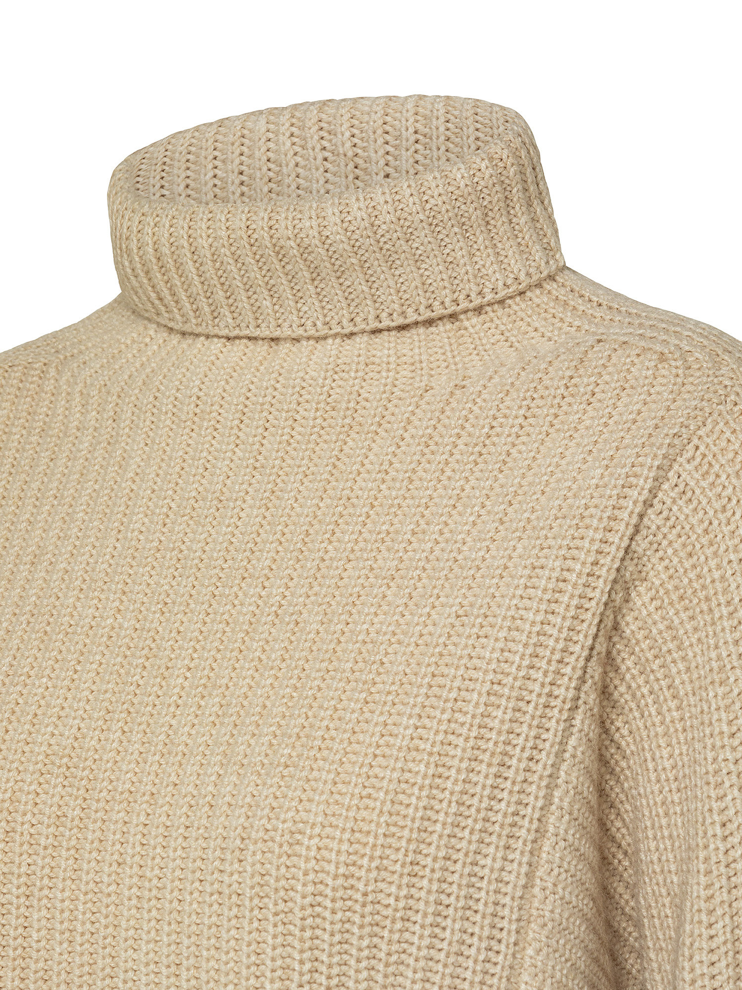 Oversized cropped sweater in ribbed wool blend, Beige, large image number 2