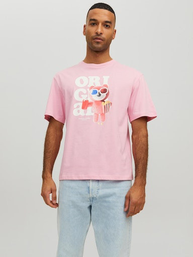 Jack & Jones - Relaxed fit T-shirt with print, Pink, large image number 4