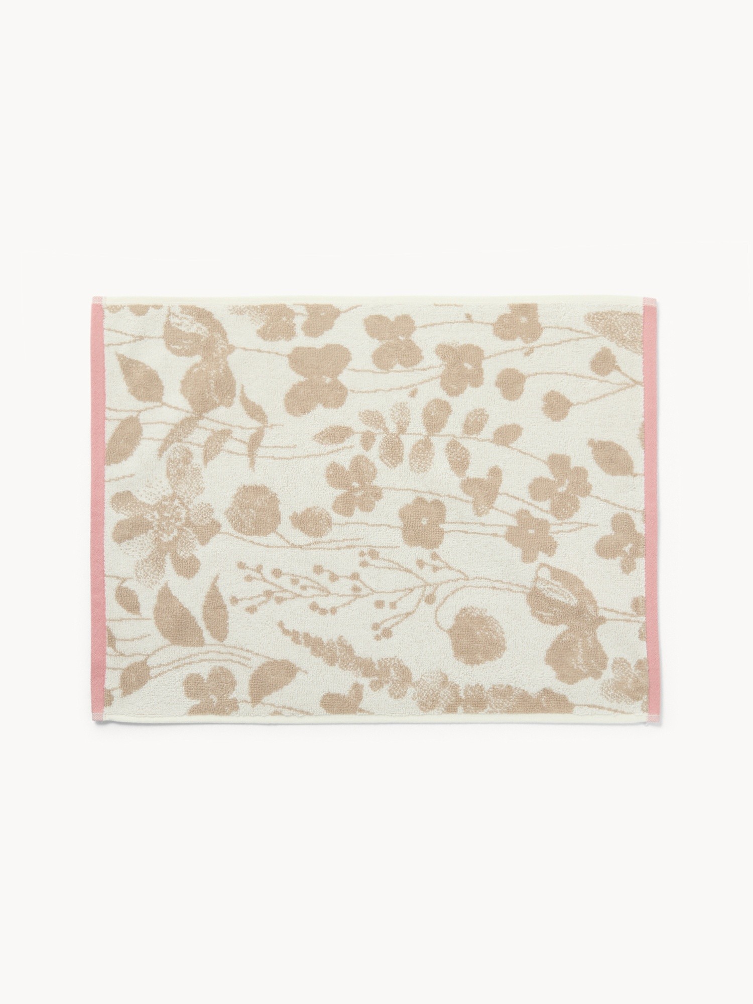 Cotton terry towel with floral theme - Discounted price, Beige, large image number 1