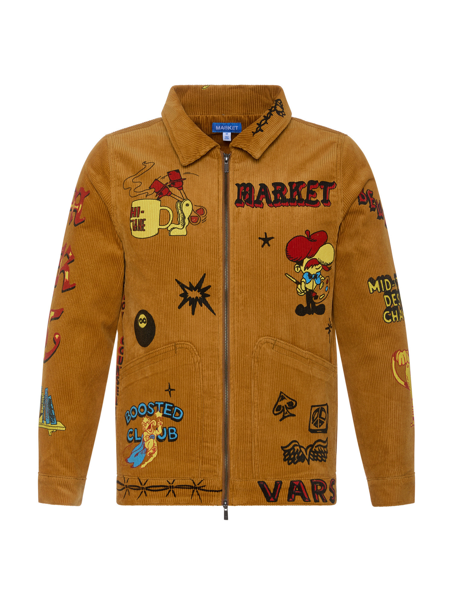 Market - Ribbed velvet jacket with groovy graphics, Brown, large image number 0