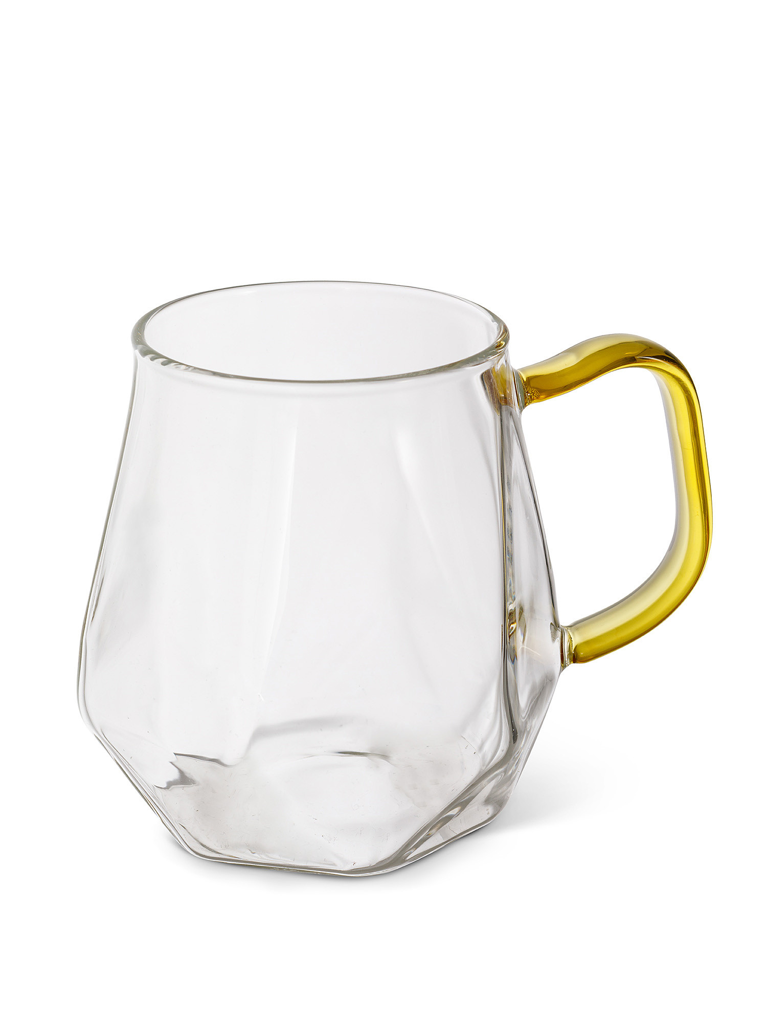 Glass mug with colored handle, Transparent, large image number 1