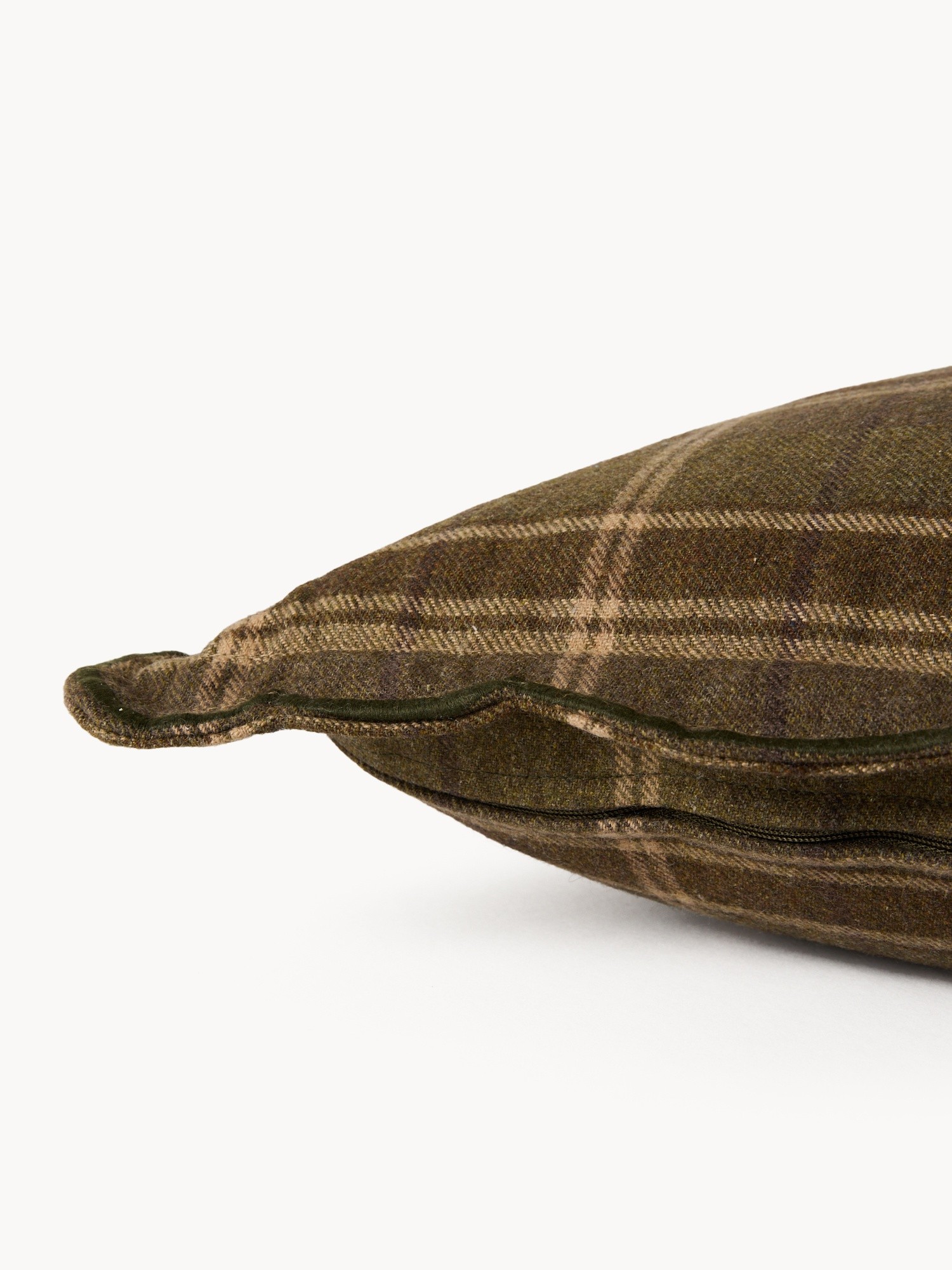 Wool-blend twill cushion with check pattern 50x50cm, Hazelnut Brown, large image number 2