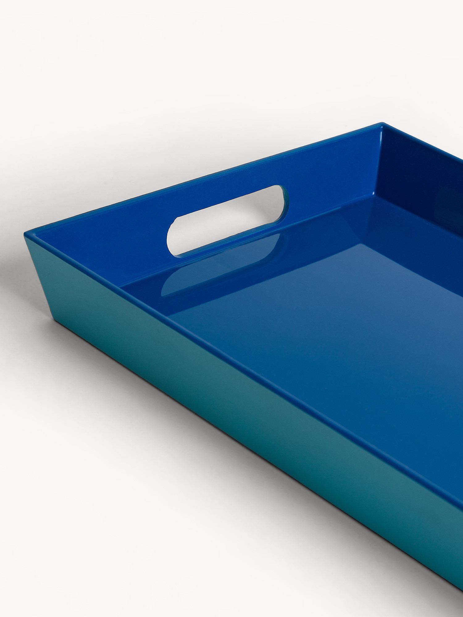 Plastic tray with lemon motif, Blue, large image number 1